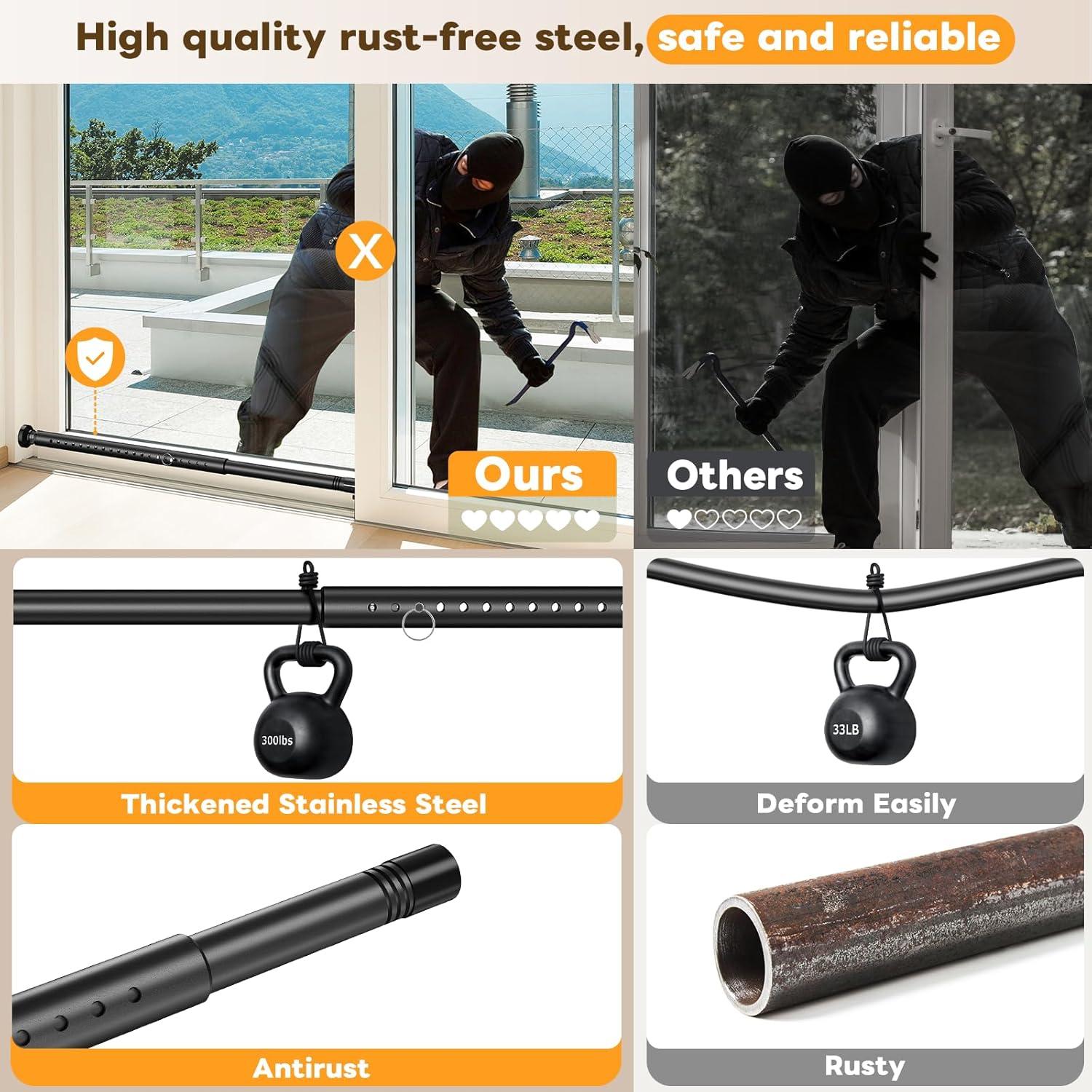 Barra de Seguridad Ajustable Abiglifty para Puertas y Ventanas 43-127 cm