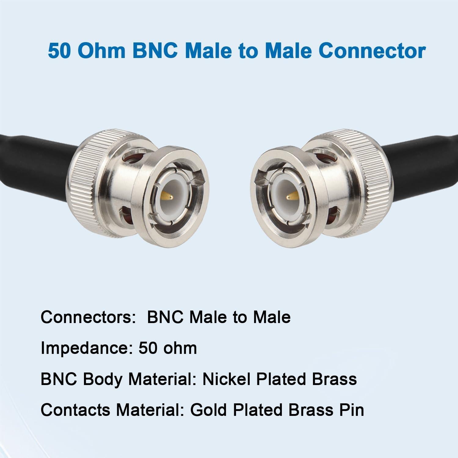 Cable Coaxial BNC RG58 50 Ohm 30.48 cm 2PCS XRDS -RF