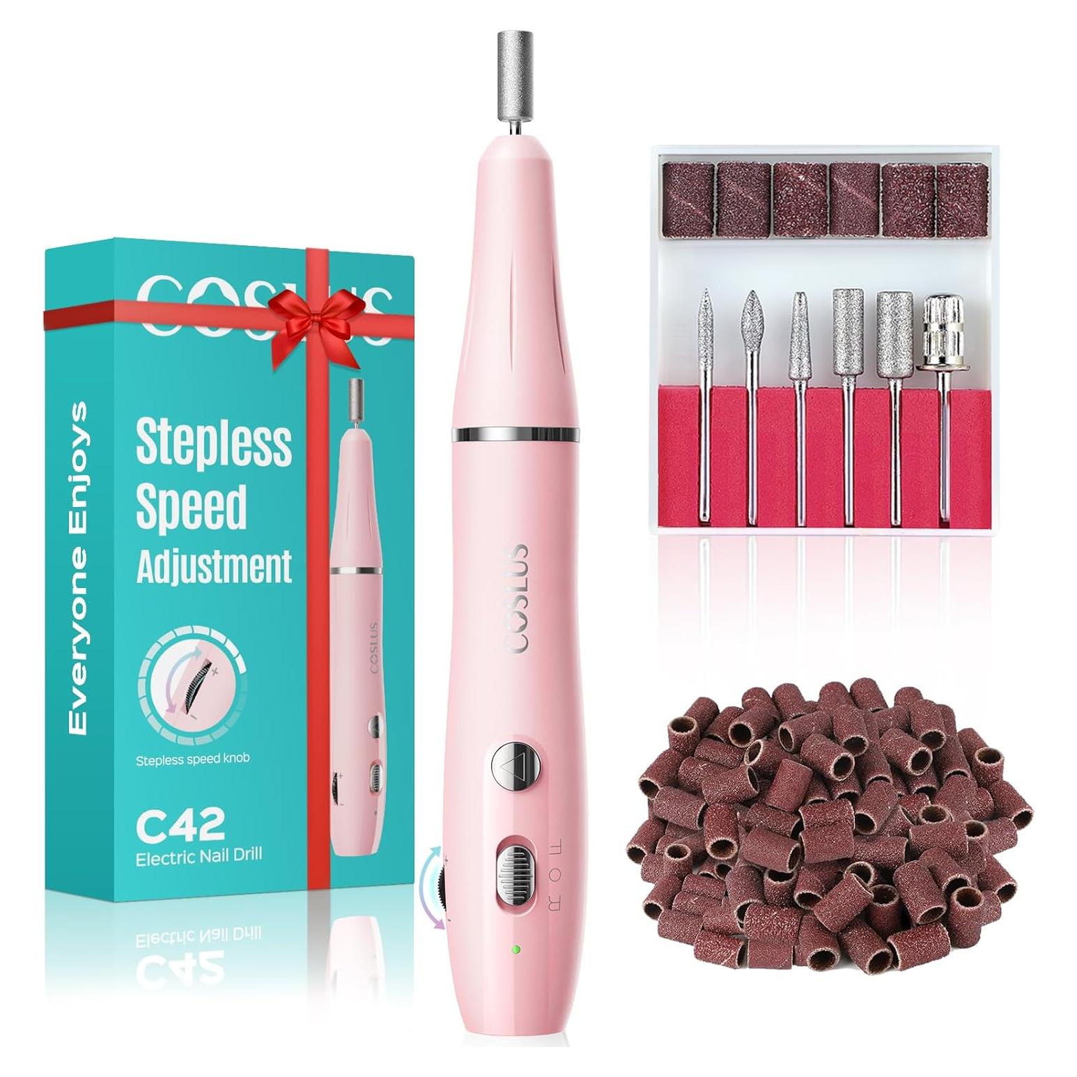 Taladro Eléctrico Inalámbrico COSLUS C42 Rosa para Uñas