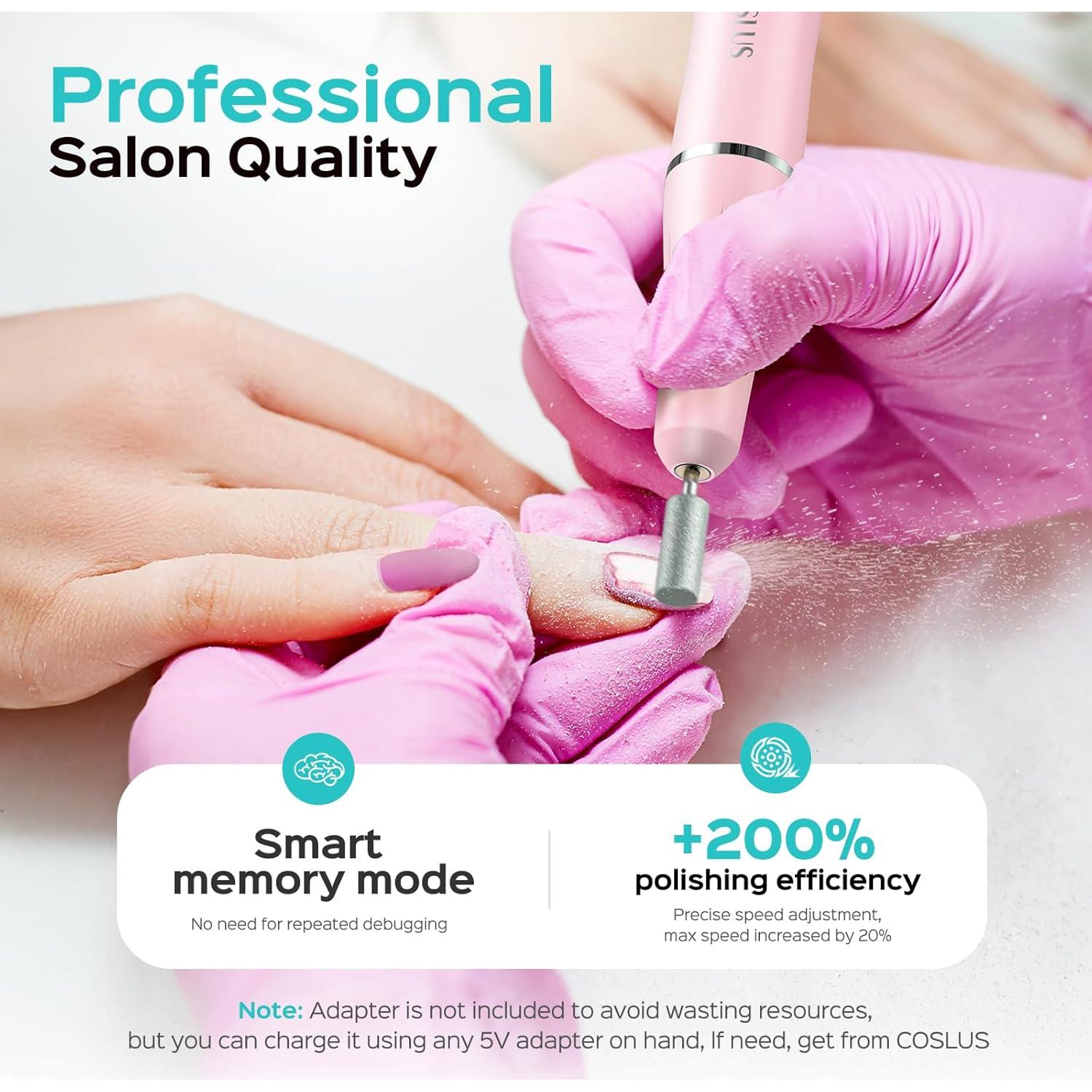 Taladro Eléctrico Inalámbrico COSLUS C42 Rosa para Uñas