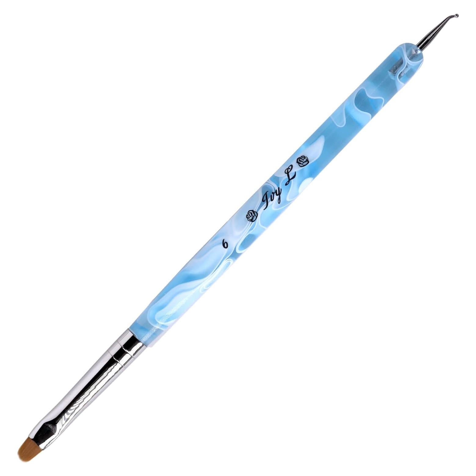 Pincel de Uñas Acrílico Kolinsky IvyL #6 con Herramienta de Punteo