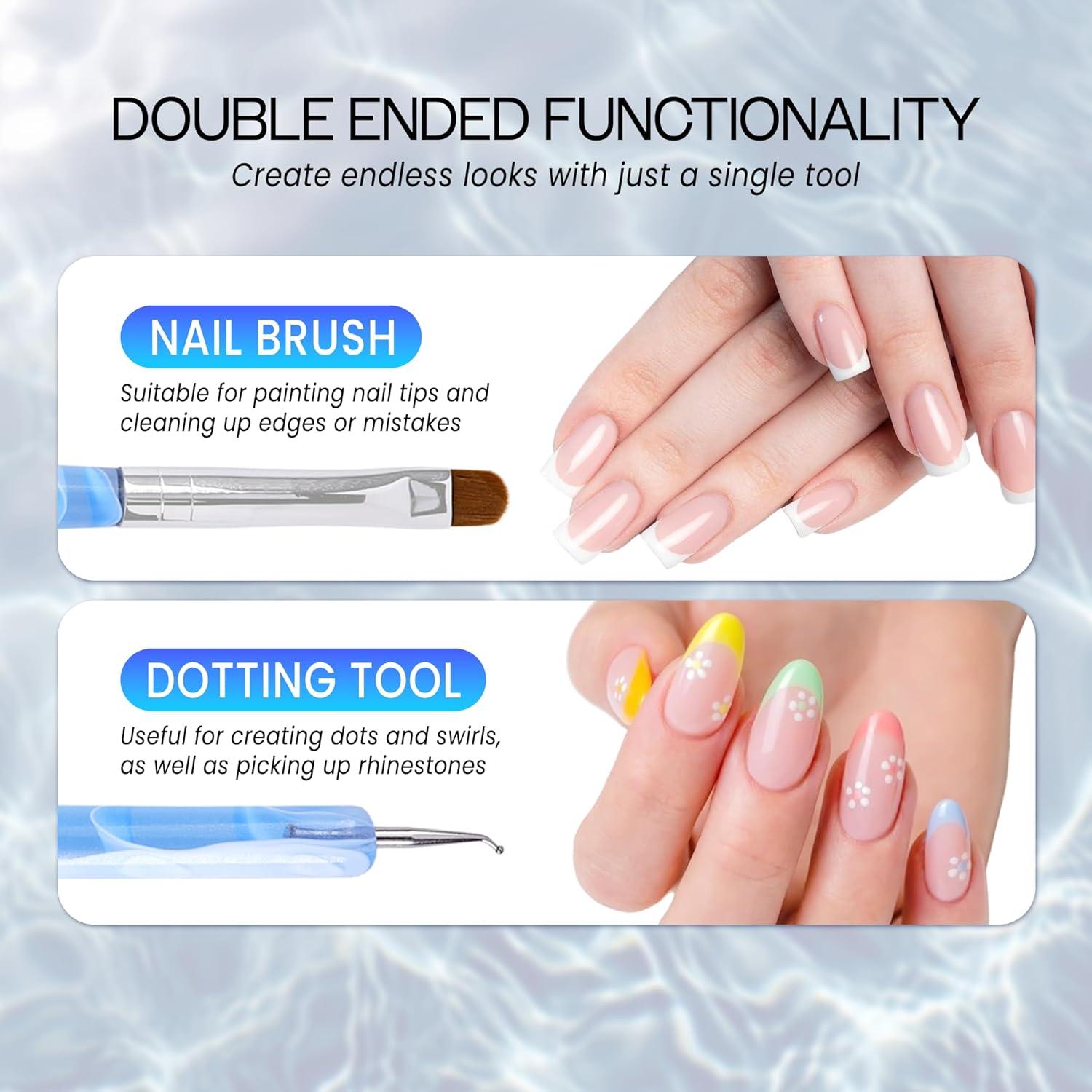 Pincel de Uñas Acrílico Kolinsky IvyL #6 con Herramienta de Punteo