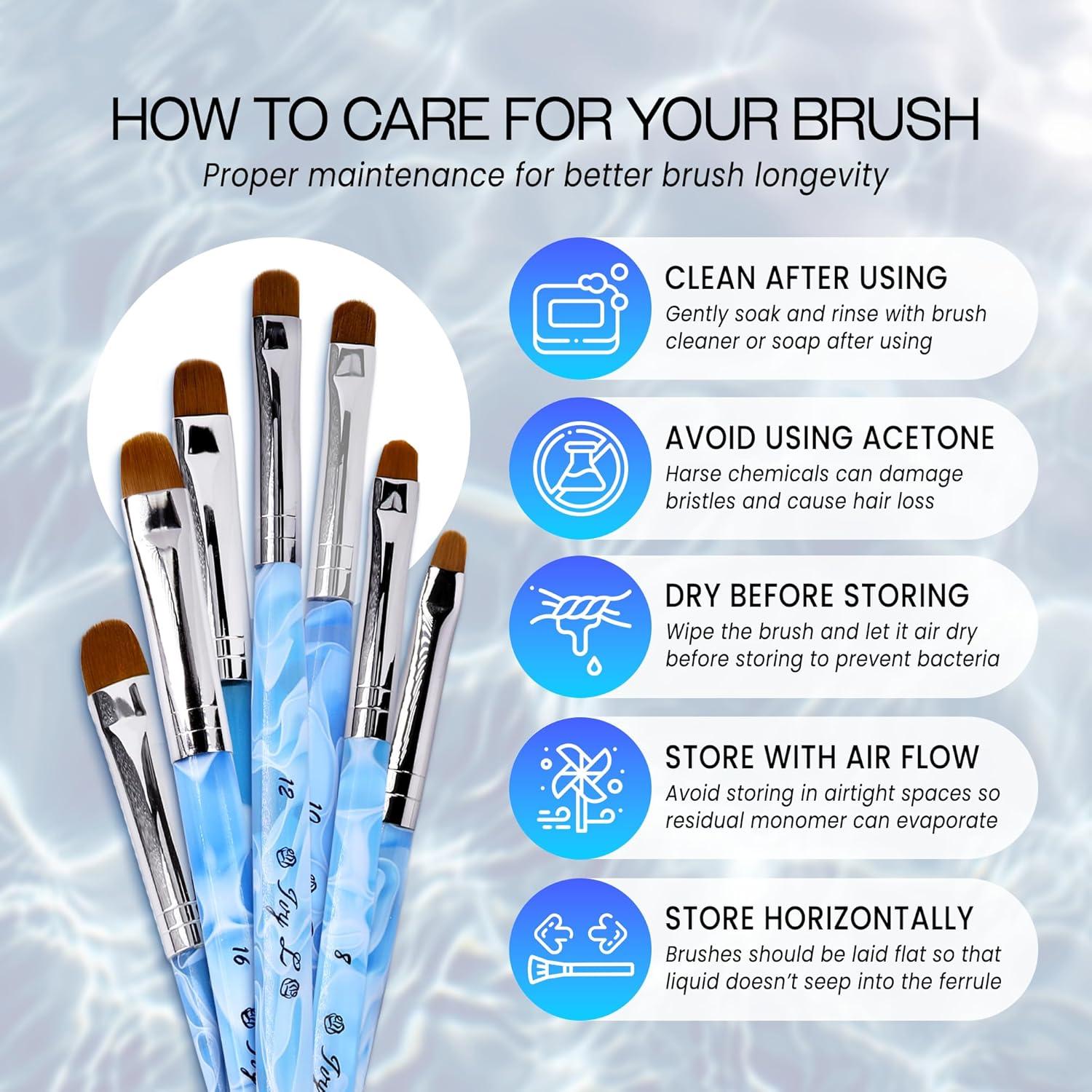 Pincel de Uñas Acrílico Kolinsky IvyL #6 con Herramienta de Punteo