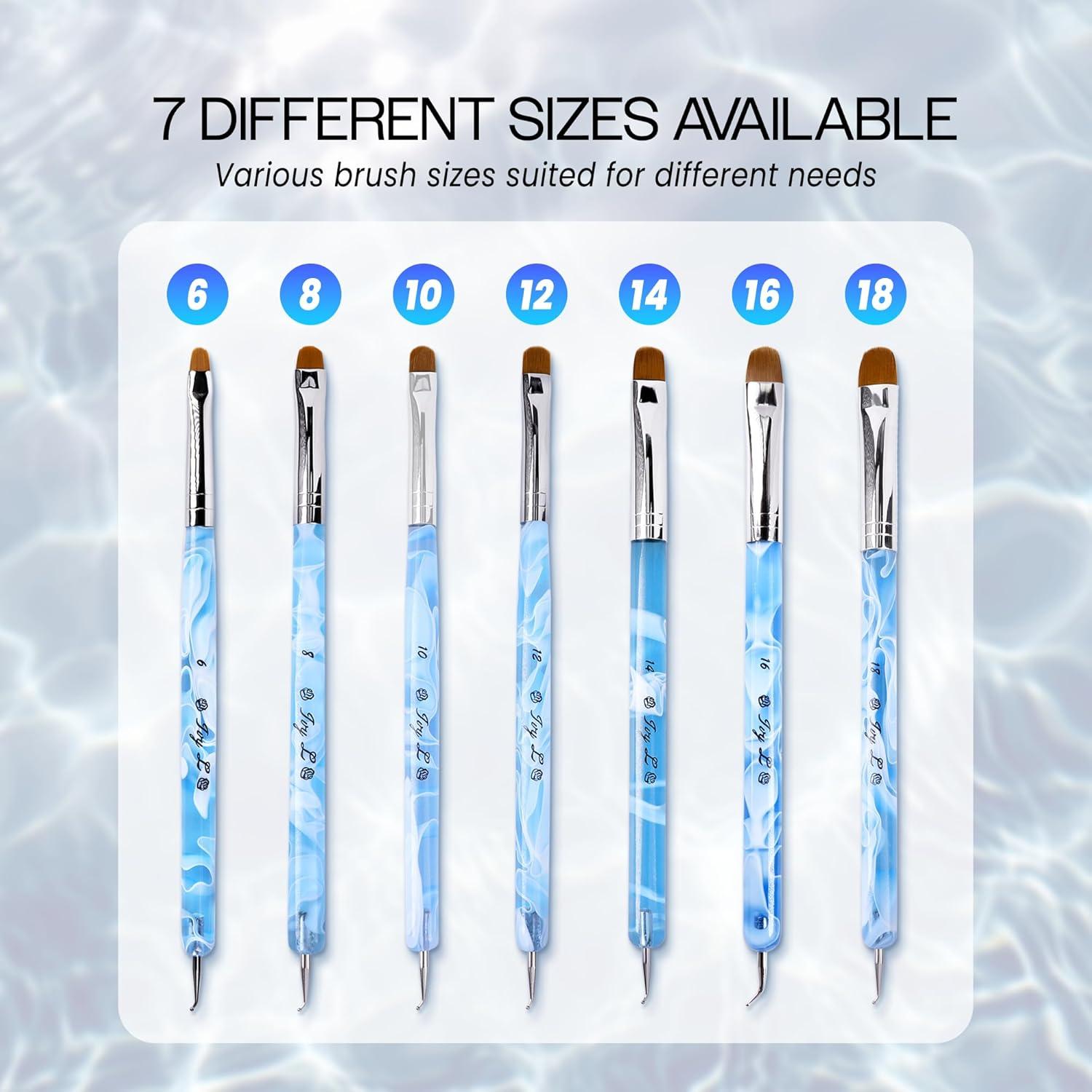 Pincel de Uñas Acrílico Kolinsky IvyL #6 con Herramienta de Punteo