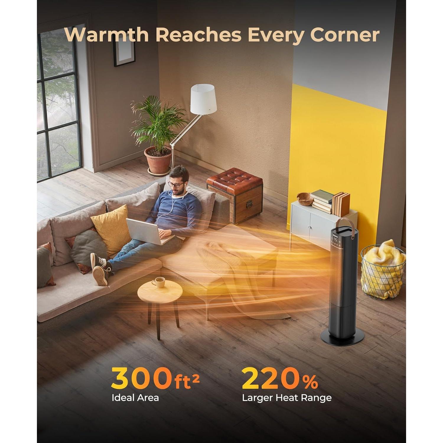 Calentador Eléctrico Abolee HP1503R 1500W 66 cm Oscilante