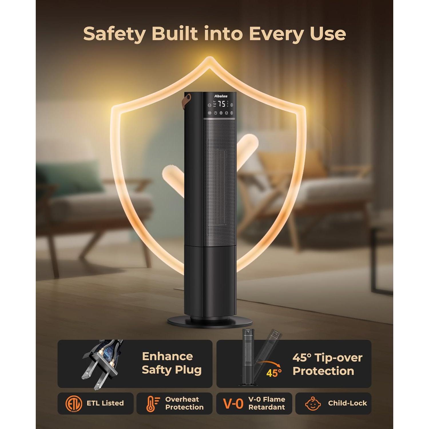 Calentador Eléctrico Abolee HP1503R 1500W 66 cm Oscilante