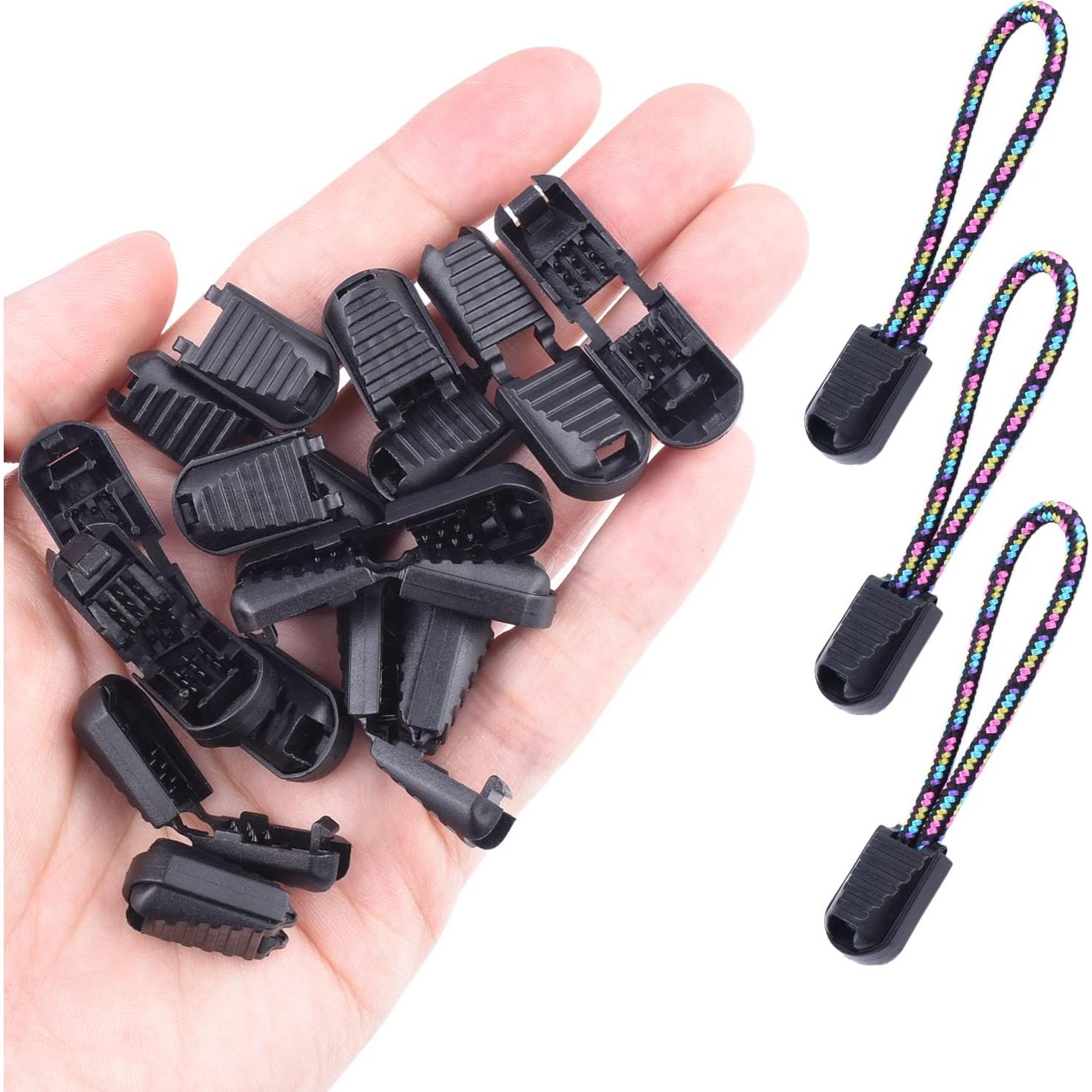 25 Tiradores de Cremallera CooBigo para Cuerdas Negras 2cm