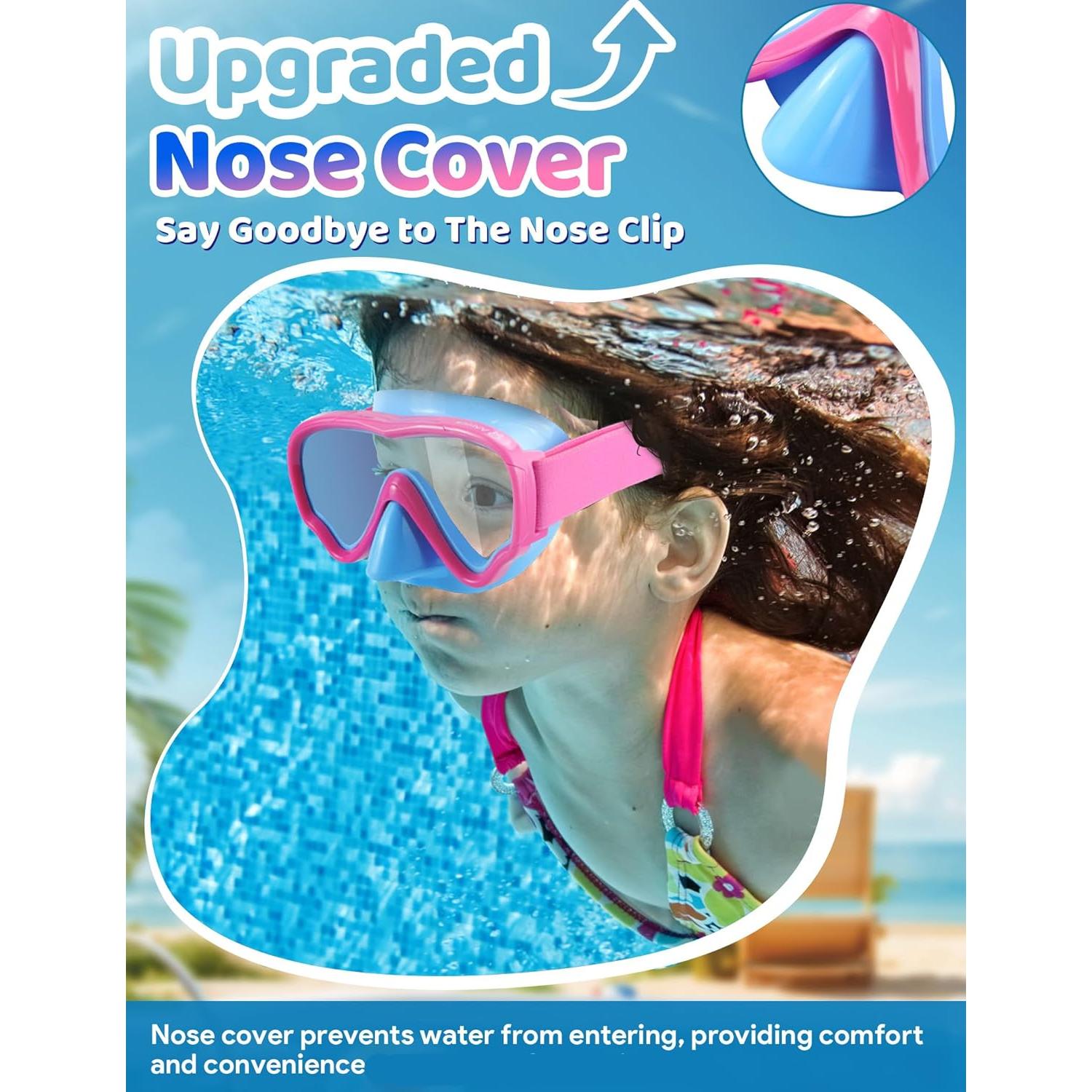Gafas de natación Vvinca Kids con cubierta nasal y lentes anti-UV