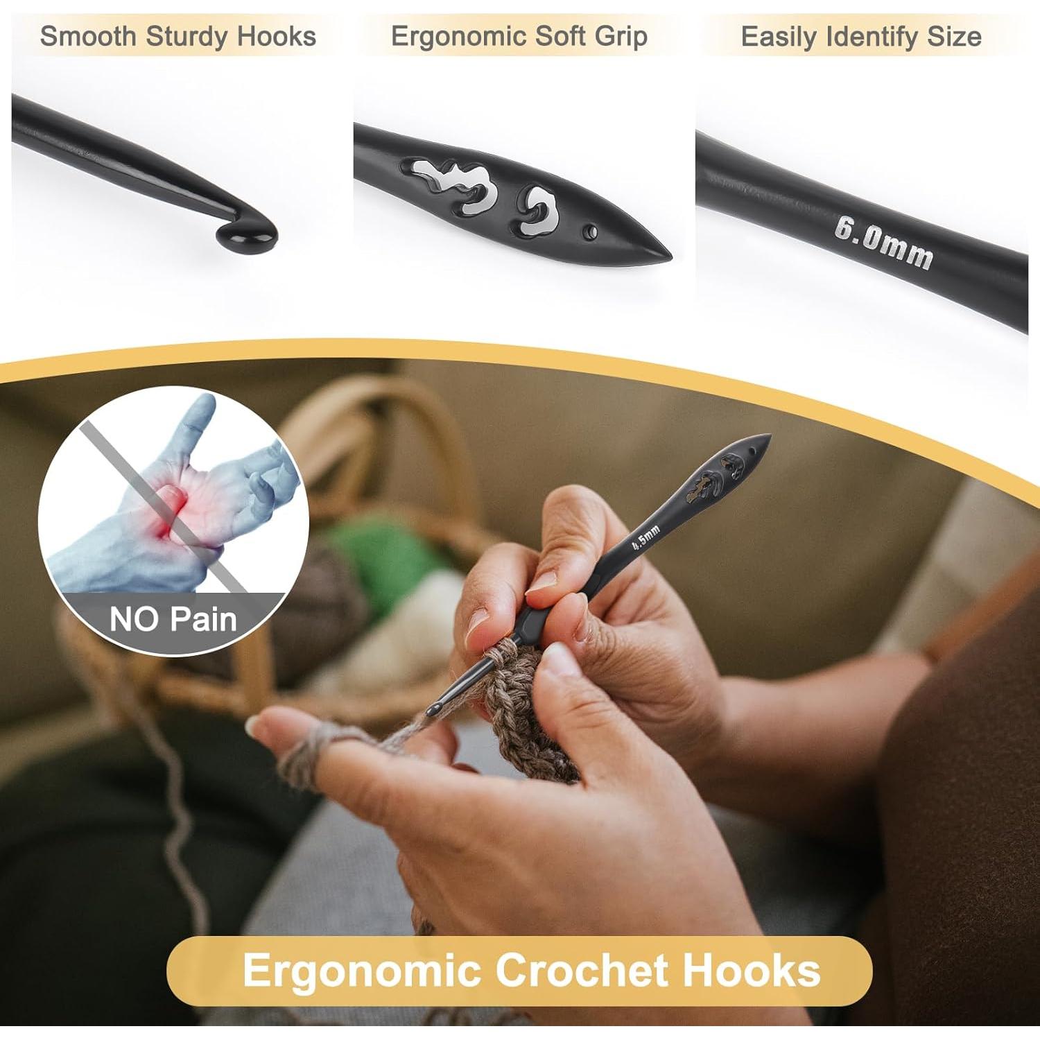 Juego de Ganchillos Ergonómicos Katech 9 Piezas 2.0mm a 6.0mm