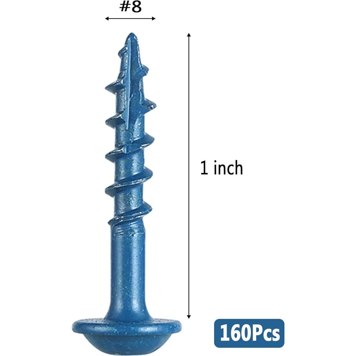 Tornillos de Agujero de Bolsillo VGBUY #8 x 25mm Azul 160 Piezas