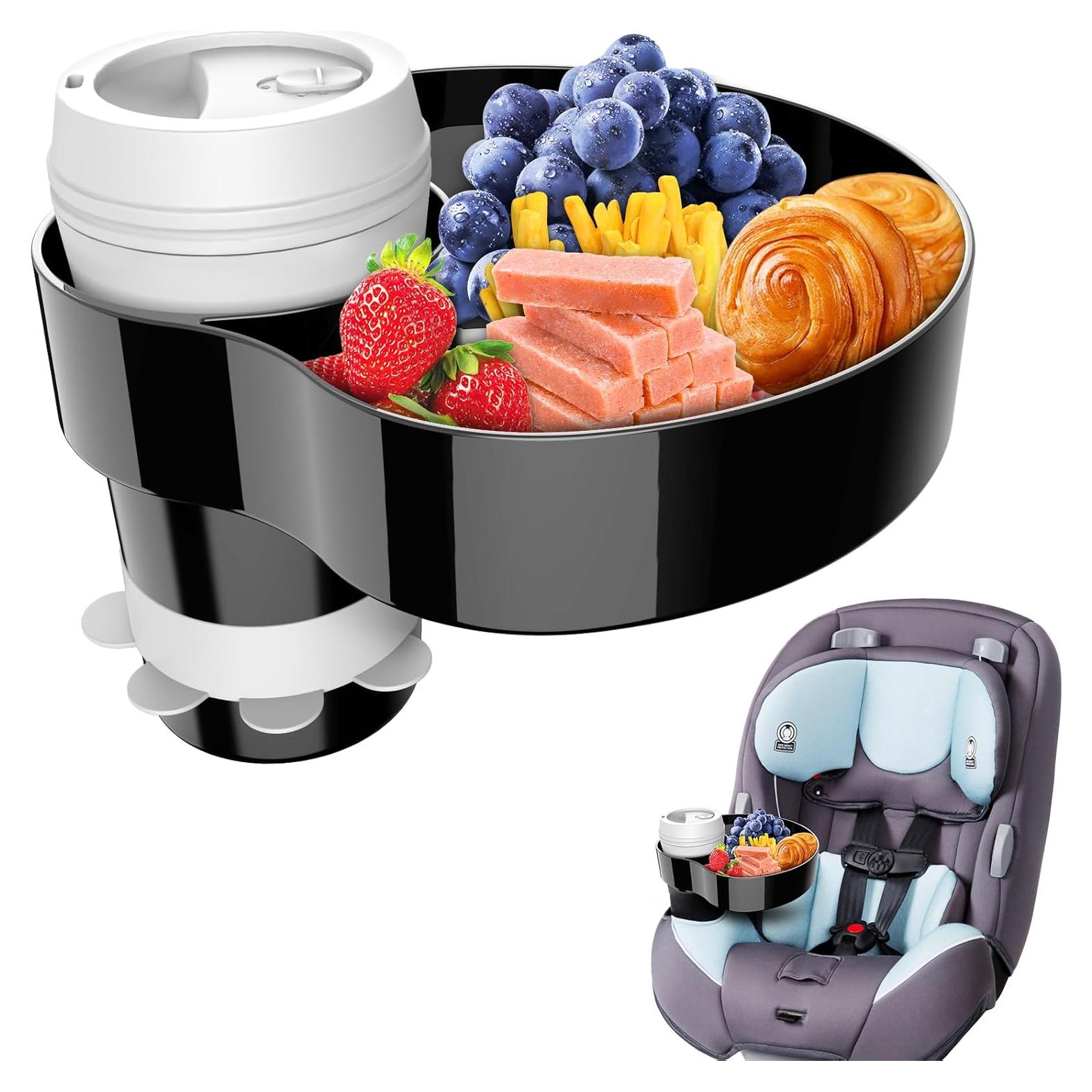 Bandeja para Asiento de Auto Negro - Organizador de Snacks y Comida