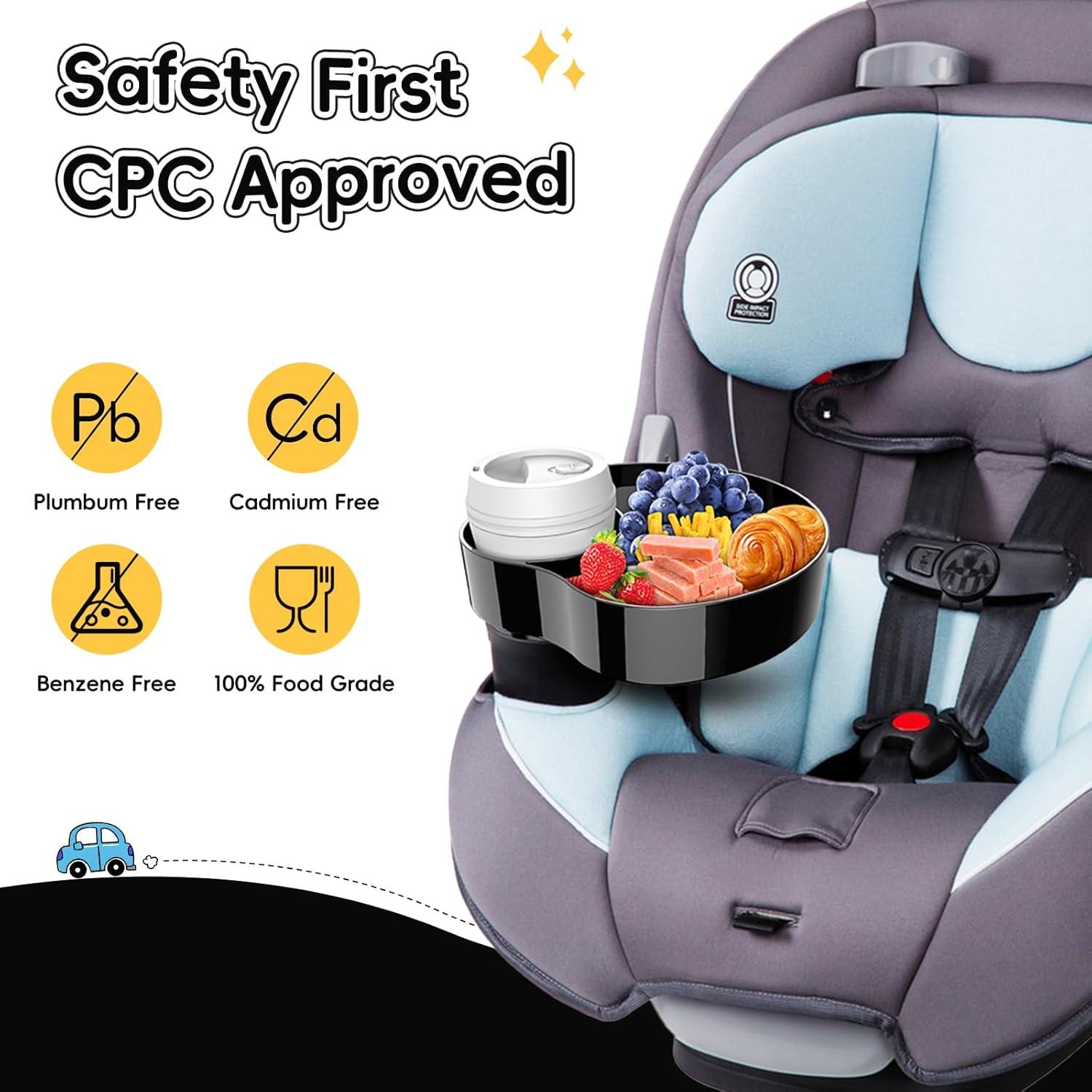 Bandeja para Asiento de Auto Negro - Organizador de Snacks y Comida