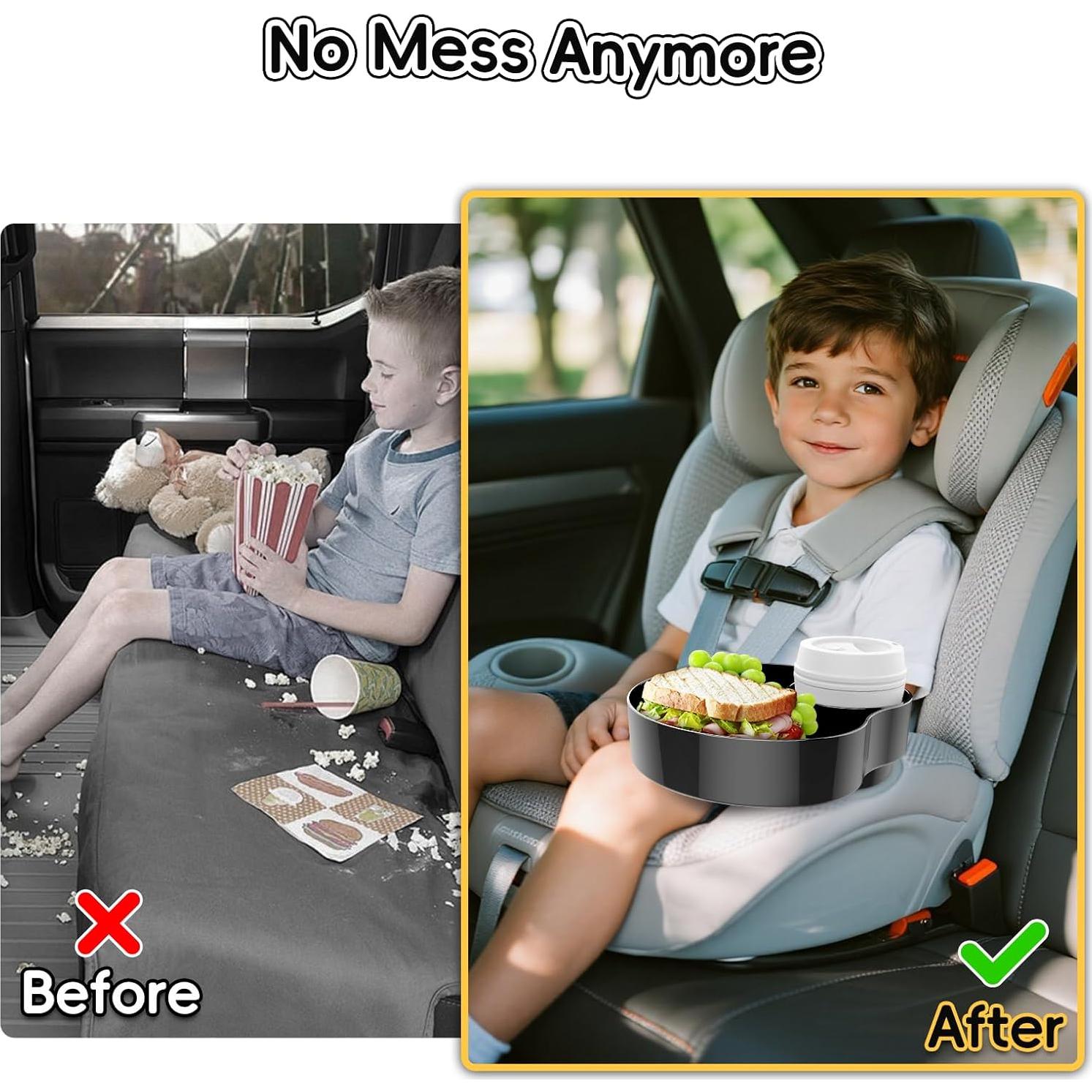Bandeja para Asiento de Auto Negro - Organizador de Snacks y Comida