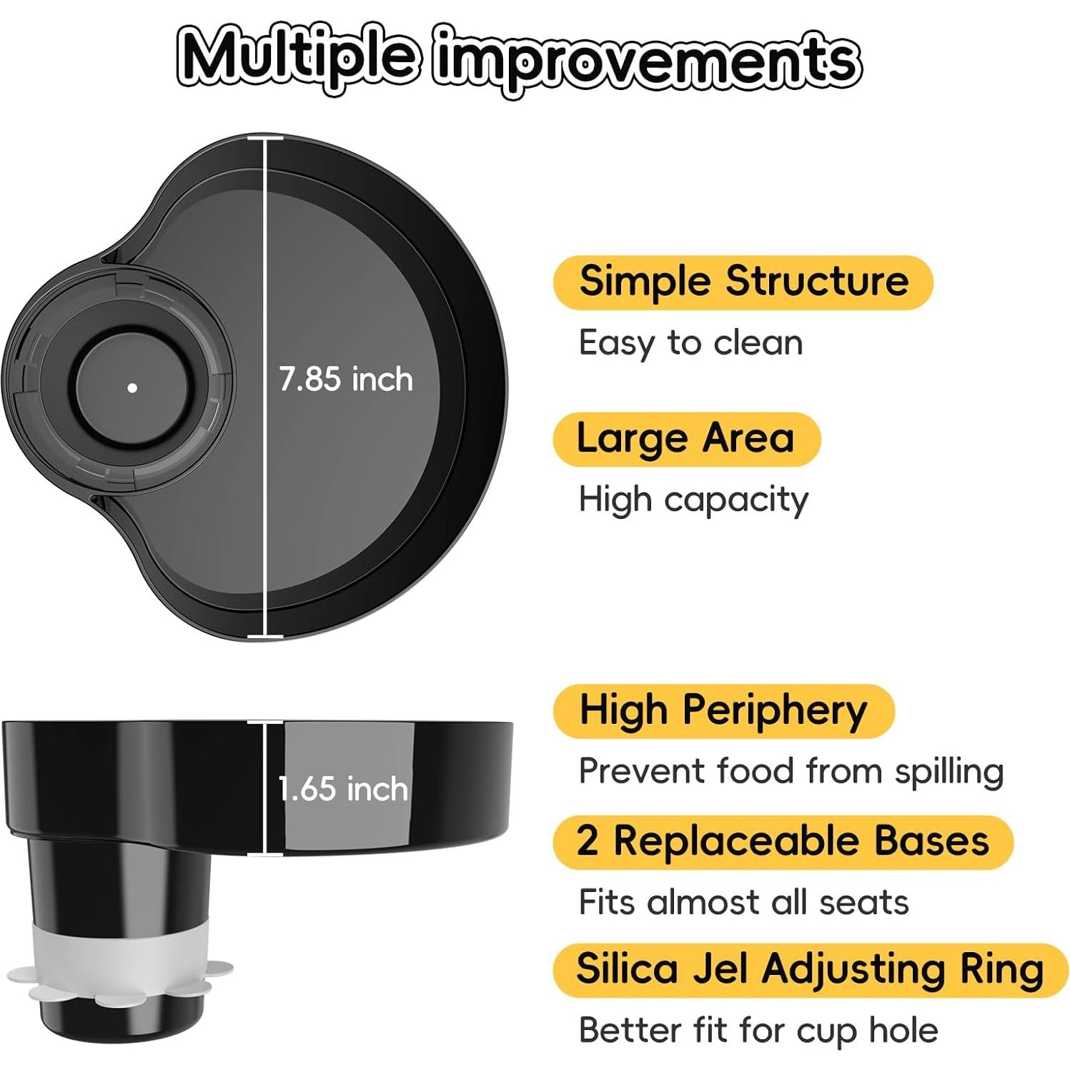 Bandeja para Asiento de Auto Negro - Organizador de Snacks y Comida
