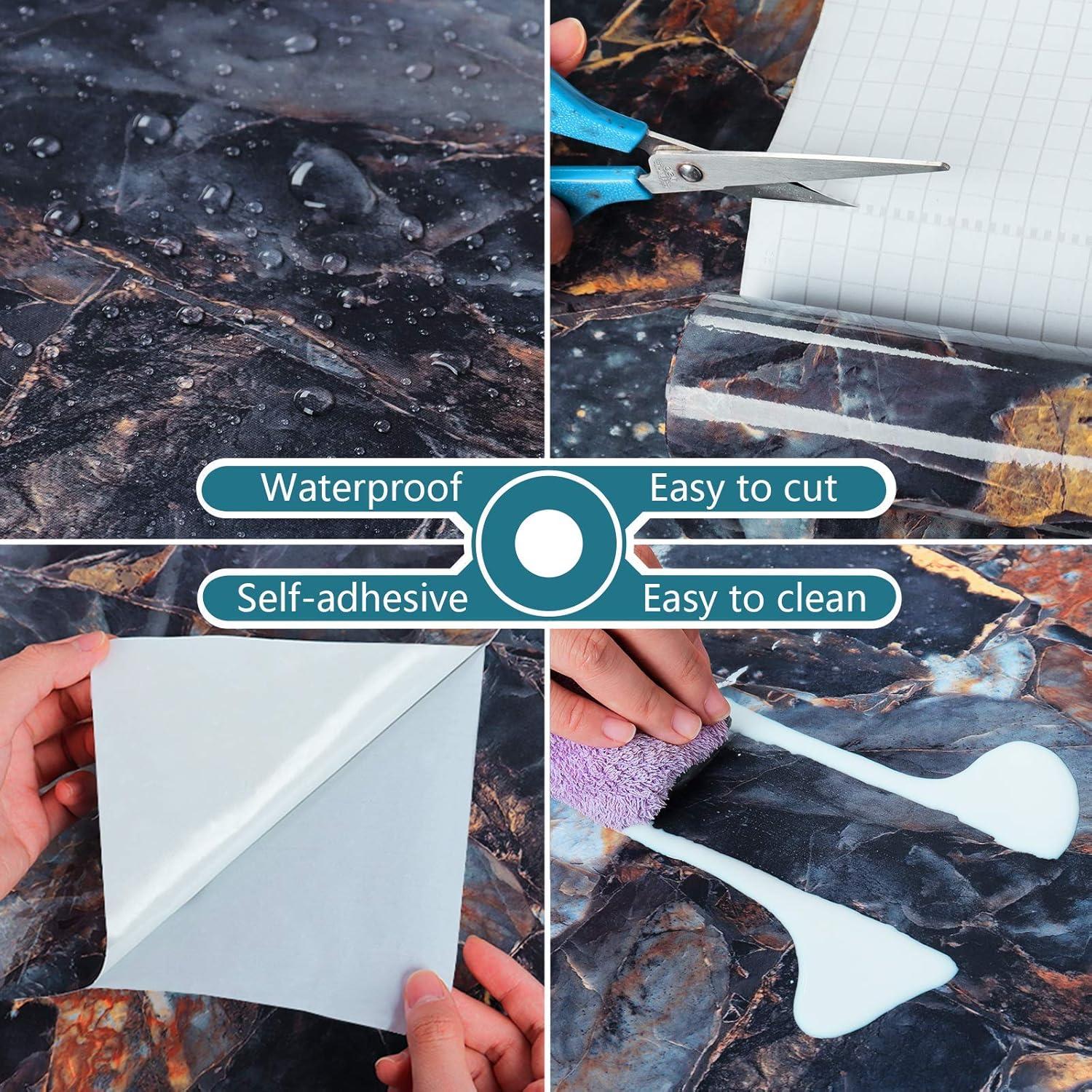 Papel Contacto de Mármol Azul Marino VEELIKE Autoadhesivo 40x300 cm