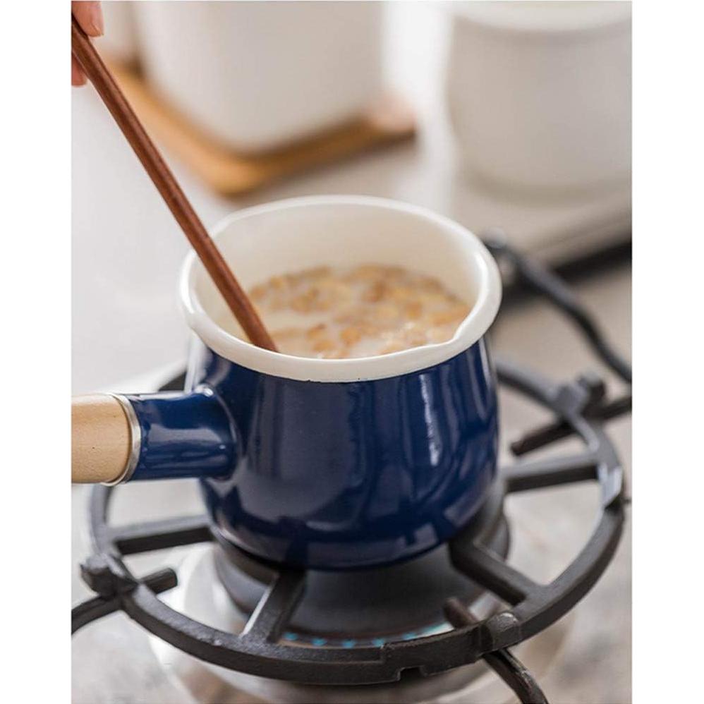 Olla de Leche Esmalte YumCute Home 0.5L Azul con Mango Madera