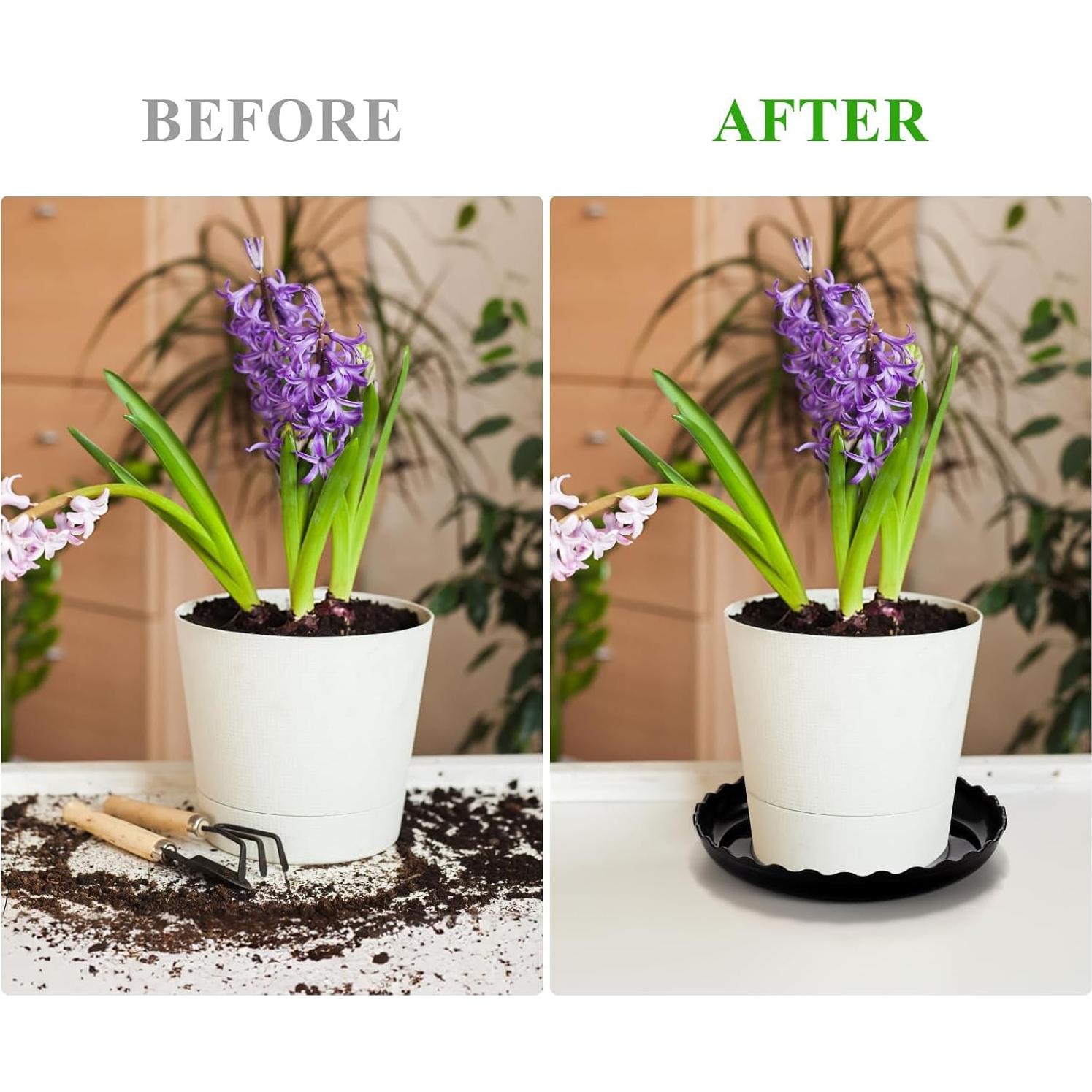 Juego de 15 Platos para Macetas OFiSEXPT 6-10 Pulgadas Negro