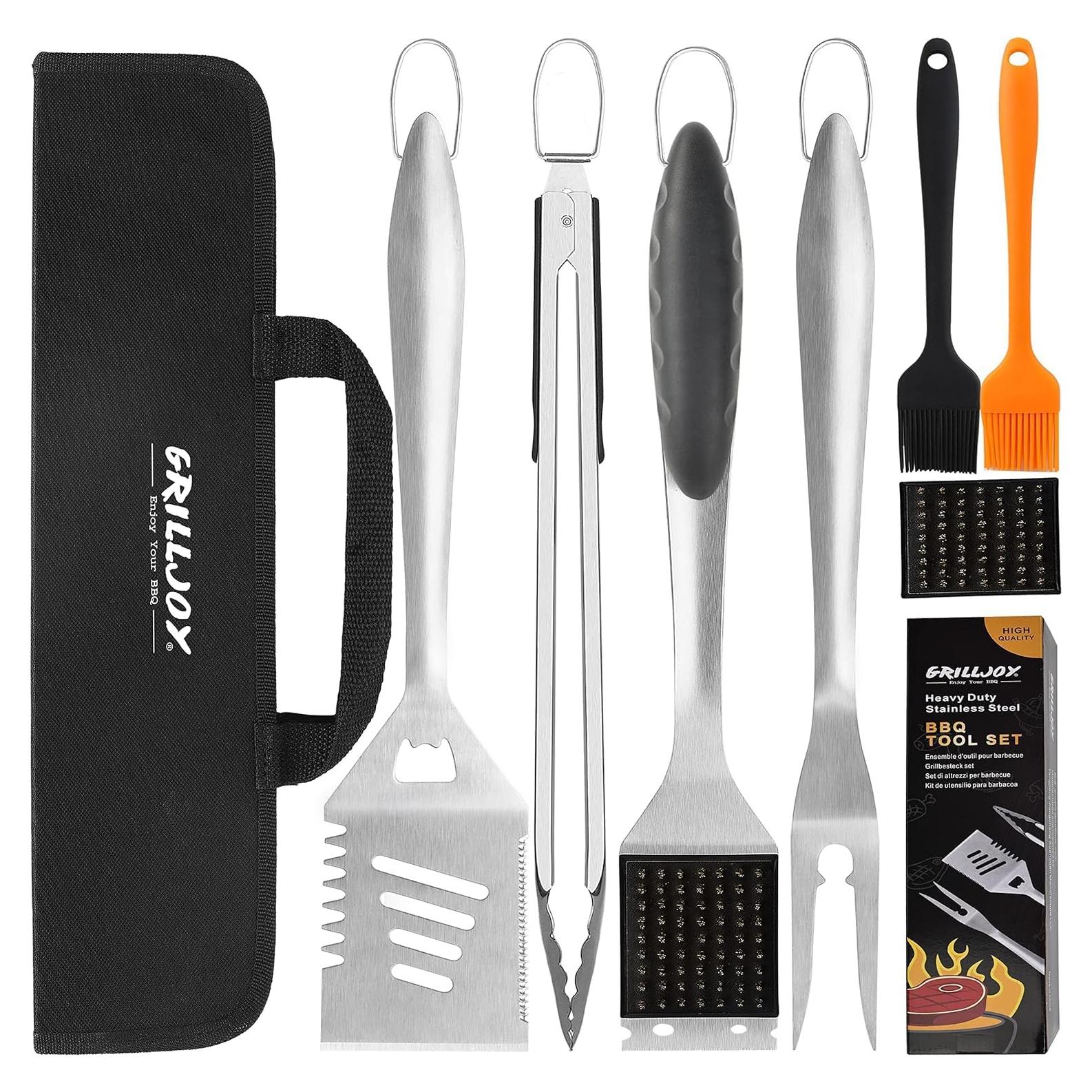 Juego de Herramientas para BBQ Grilljoy 8 Piezas Acero Inoxidable