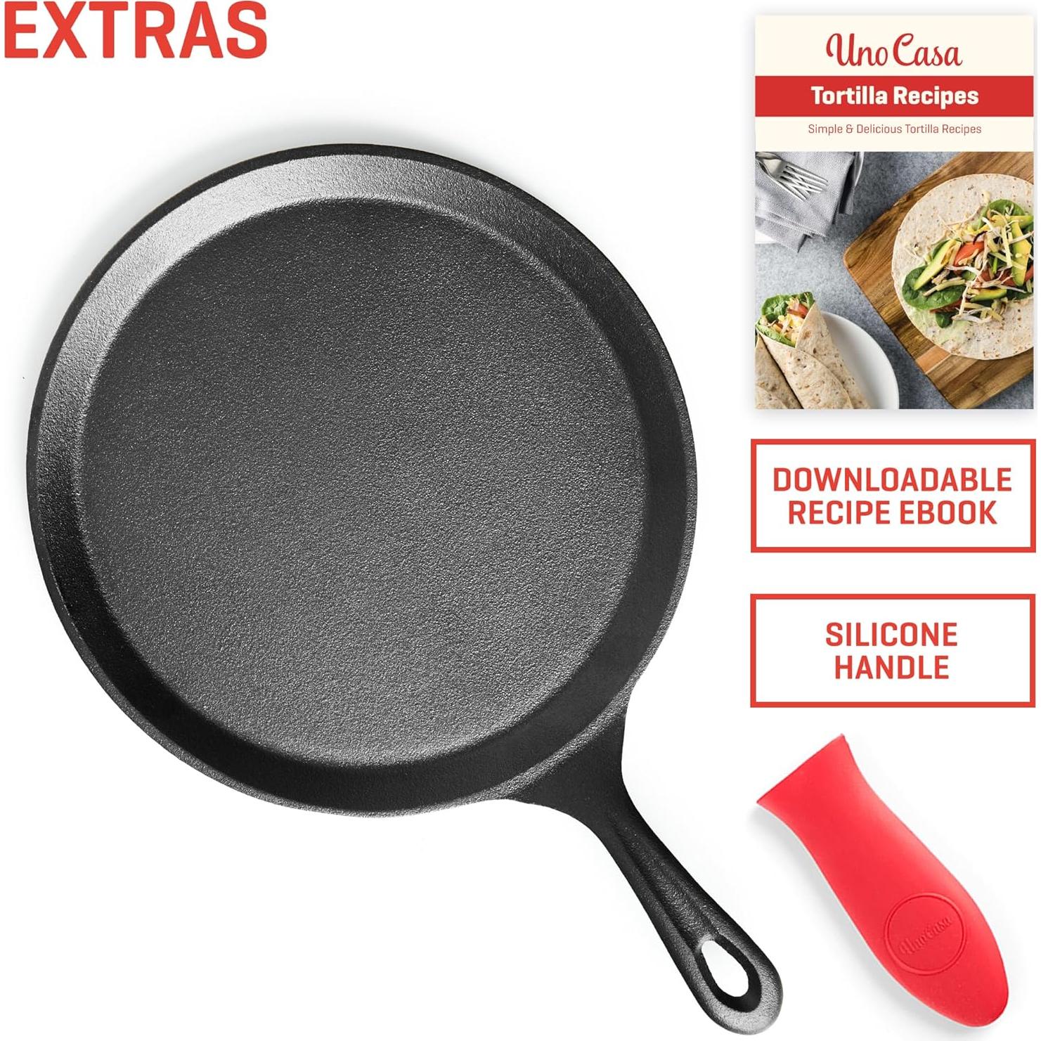 Sartén de Hierro Fundido Uno Casa 26.67 cm - Comal para Tortillas