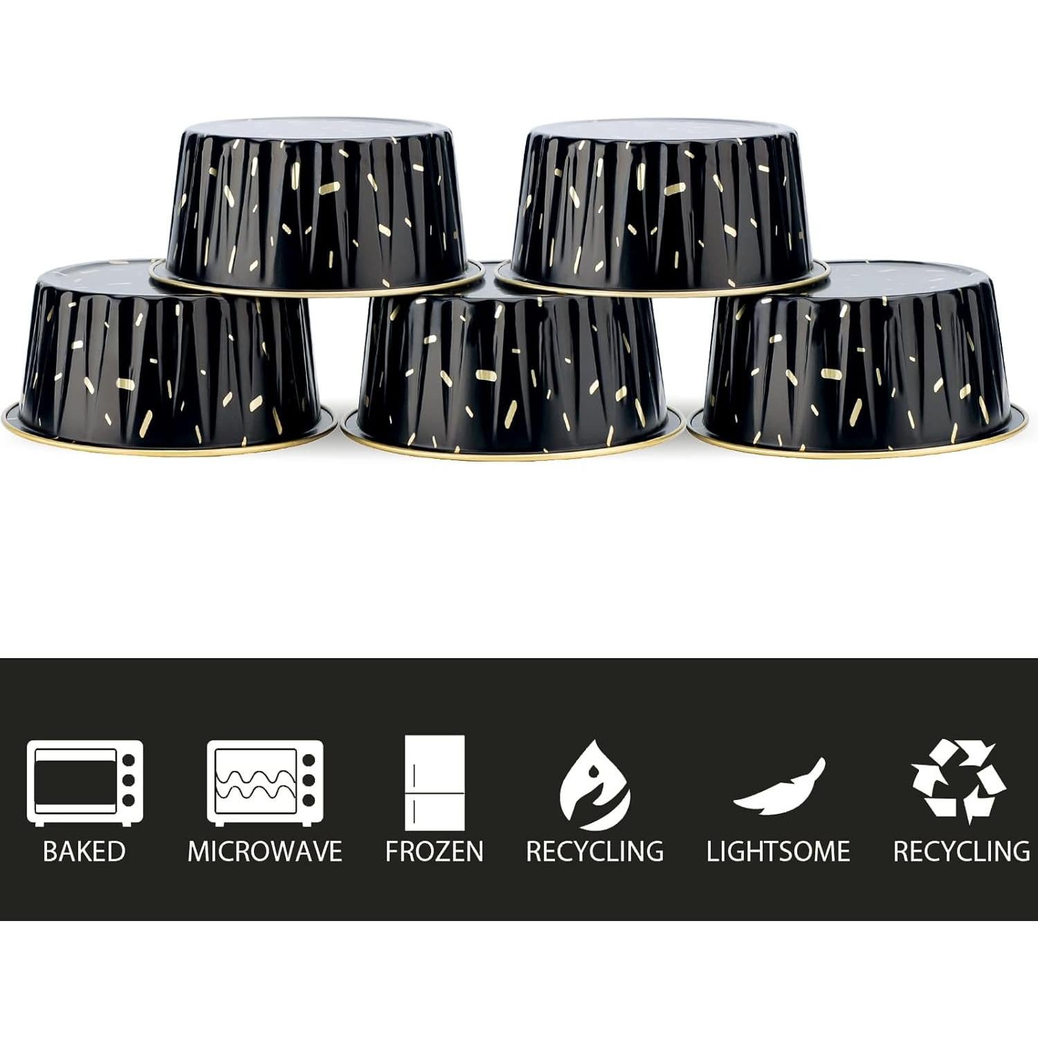 Tazas de Hornear Desechables EUSOAR 25pcs 125ml Aluminio Negro