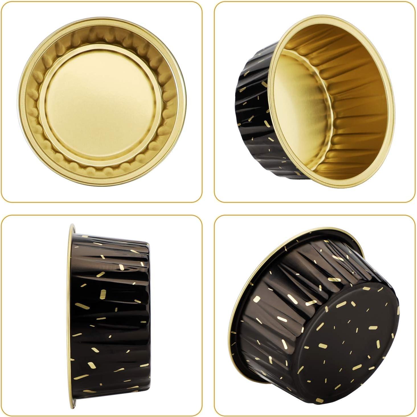 Tazas de Hornear Desechables EUSOAR 25pcs 125ml Aluminio Negro