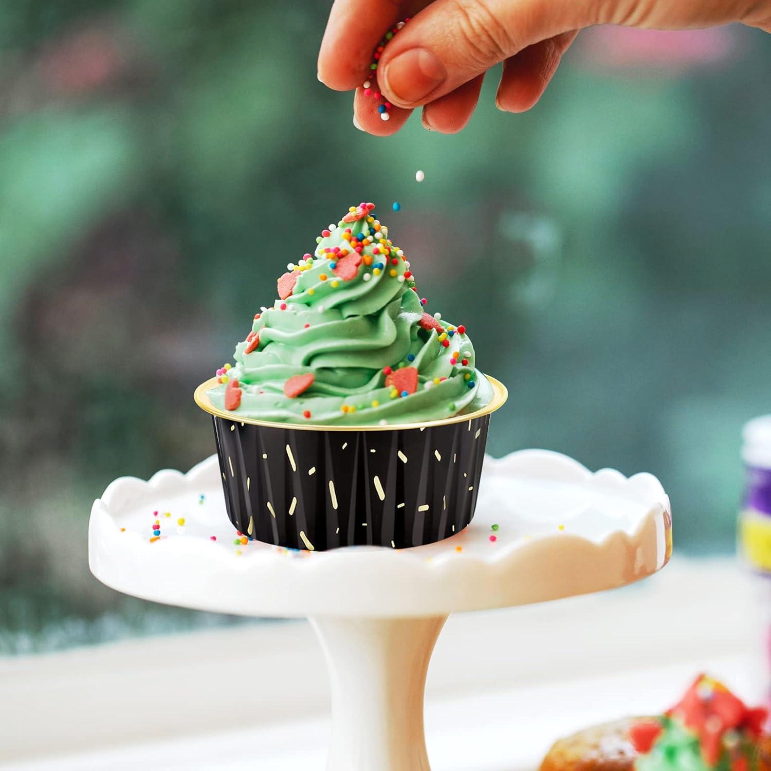 Tazas de Hornear Desechables EUSOAR 25pcs 125ml Aluminio Negro