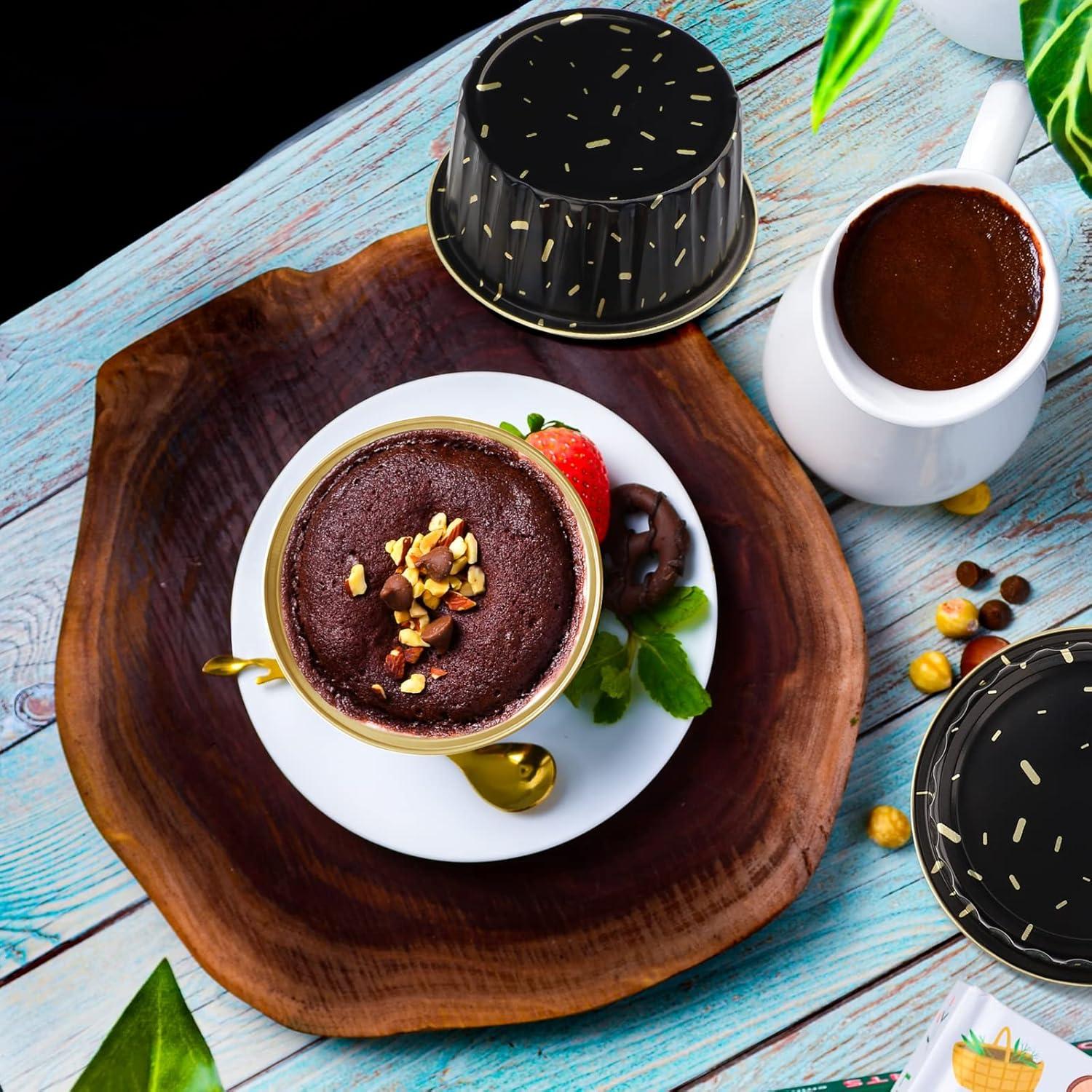 Tazas de Hornear Desechables EUSOAR 25pcs 125ml Aluminio Negro