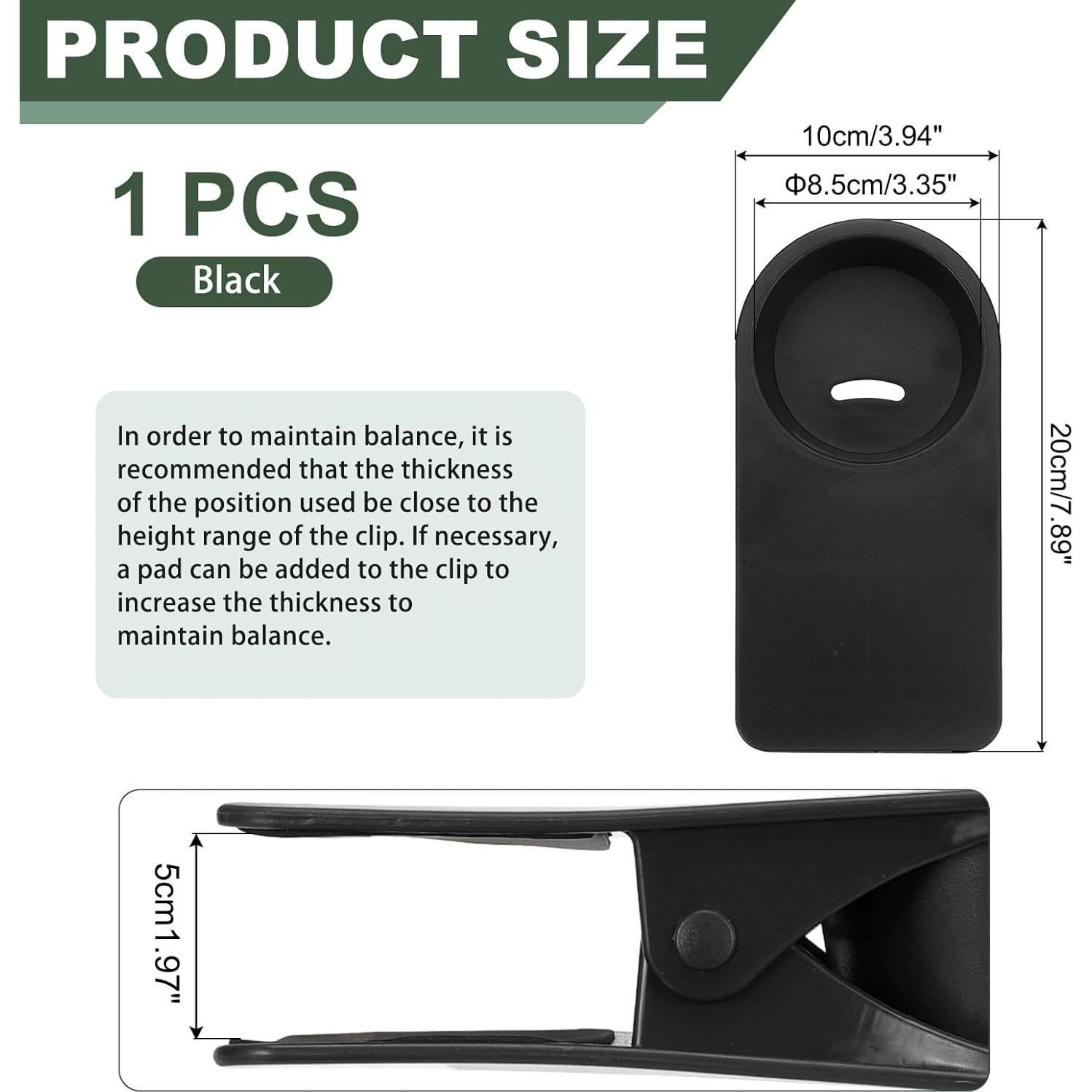 Soporte para Taza PATIKIL Clip para Mesa Negro 8.5x7.5 cm