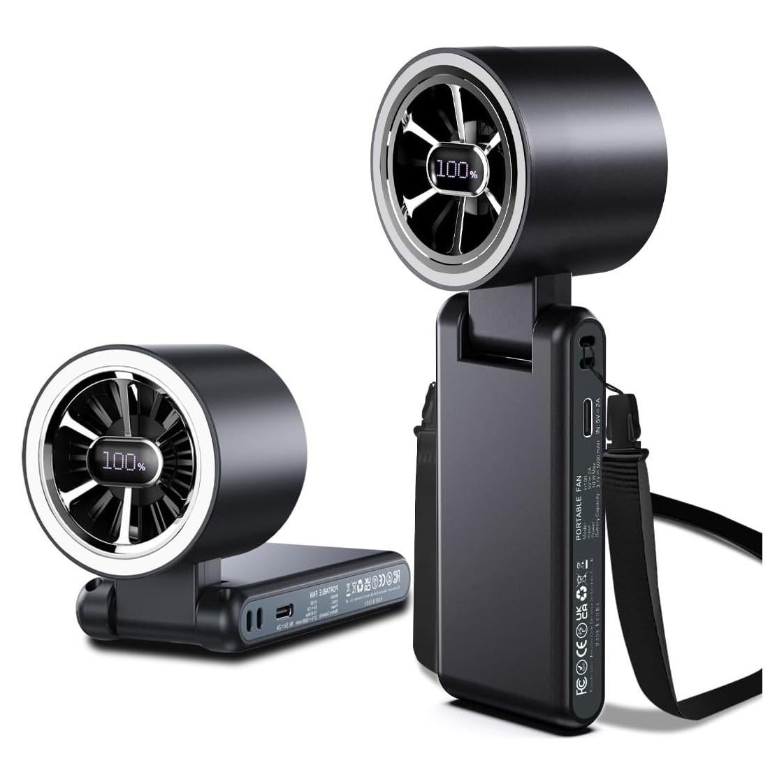 Ventilador de Mano CAZOKASI H100 Recargable 5000mAh 4-en-1