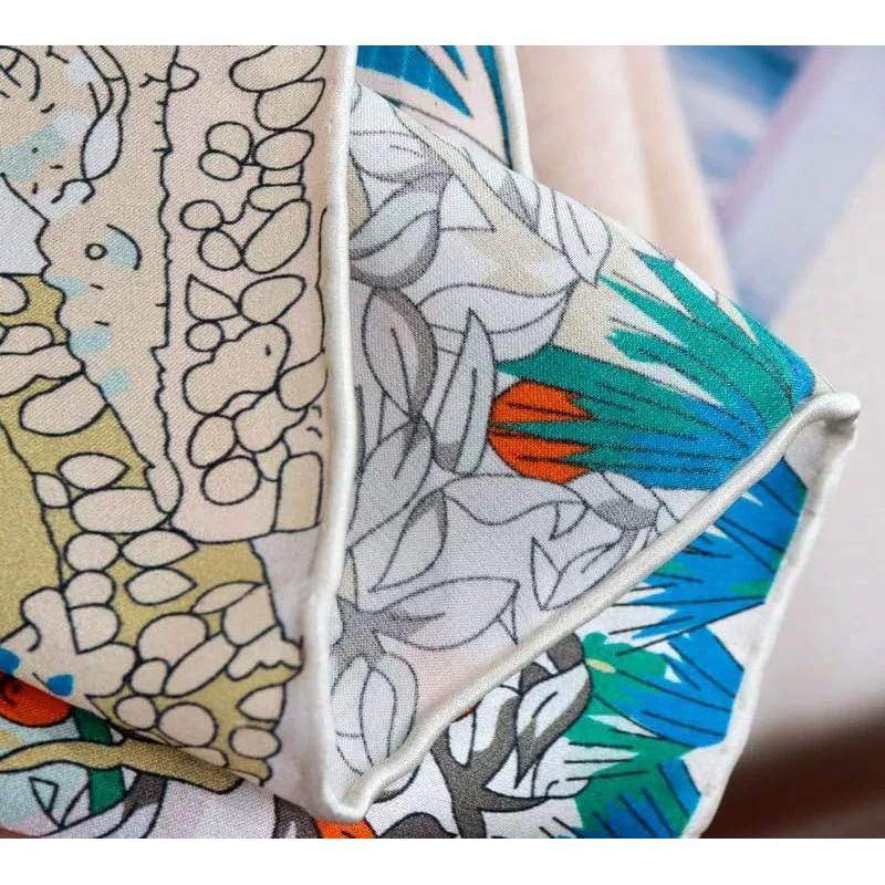 Bufanda de Seda 100% Andantino 110x110cm Beige y Azul