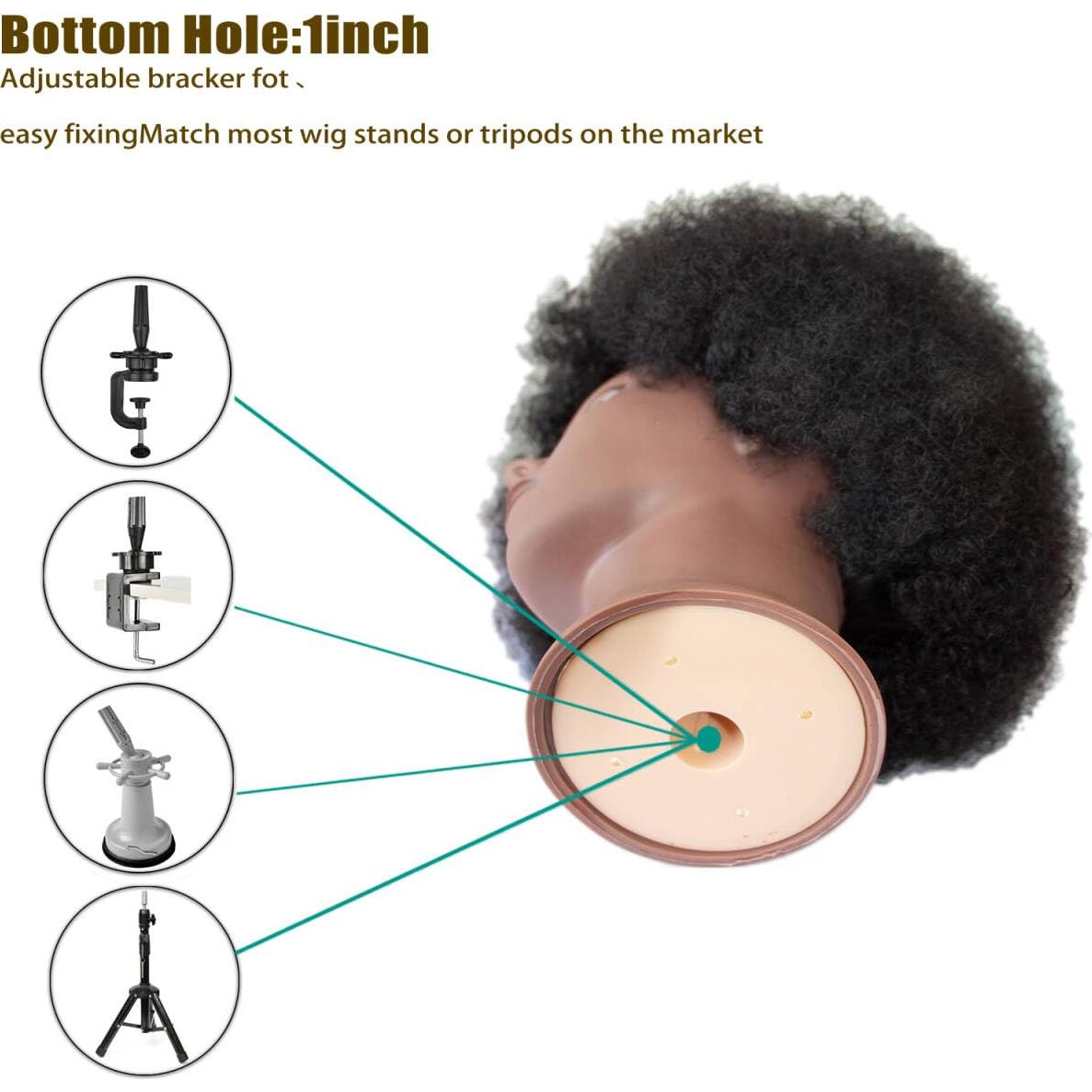 Cabeza de Maniquí Afro Kinky Rizado 25.4 cm JMHAIR