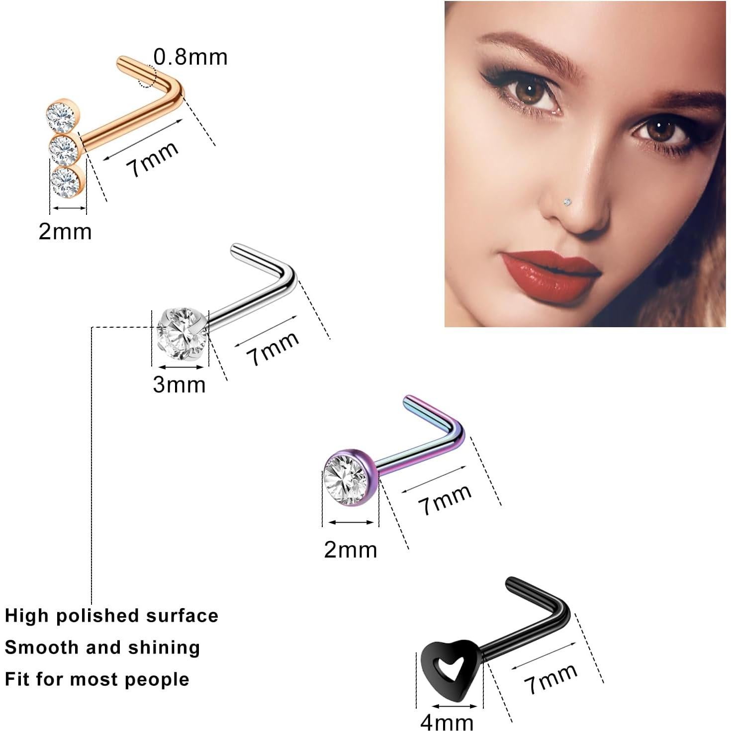 Kit de Piercing para Nariz ONESING 39 Piezas Acero Inoxidable