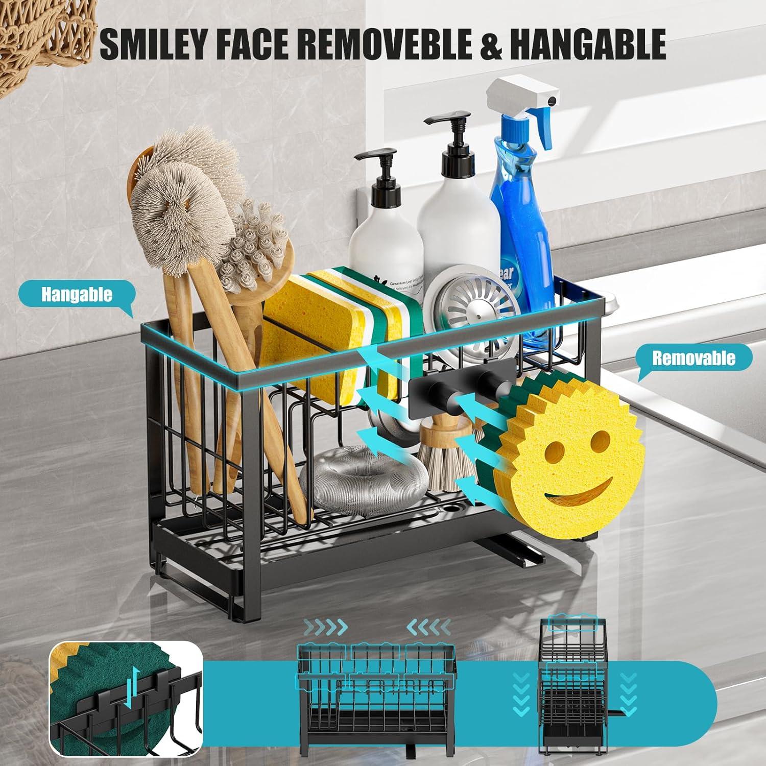 Soporte para Esponjas de Fregadero Taugast Negro 2 Niveles