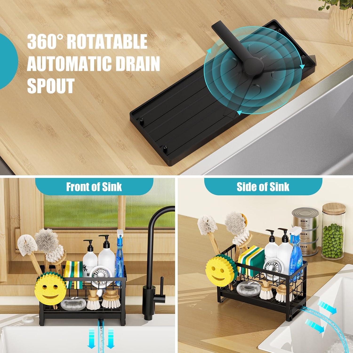 Soporte para Esponjas de Fregadero Taugast Negro 2 Niveles