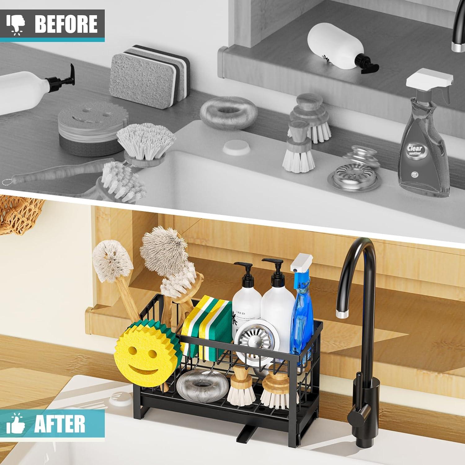 Soporte para Esponjas de Fregadero Taugast Negro 2 Niveles