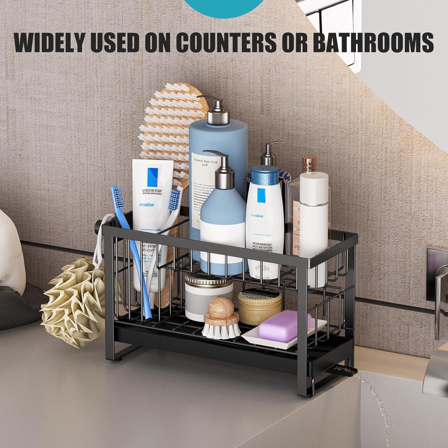 Soporte para Esponjas de Fregadero Taugast Negro 2 Niveles