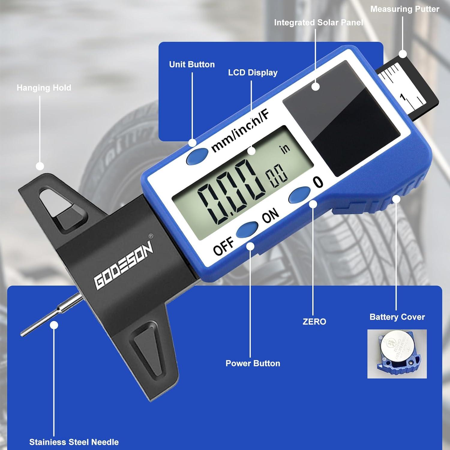 Medidor Digital de Profundidad de Neumáticos GODESON Azul
