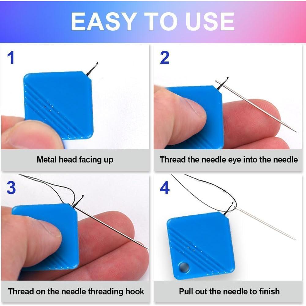 Automatic Needle Threaders for Hand Sewing, 2025 Upgrade Embroidery Floss, Sewing Machine Needle Threader, Sewing Supplies Tool, Fits All Needle Sizes (1, Blue)
