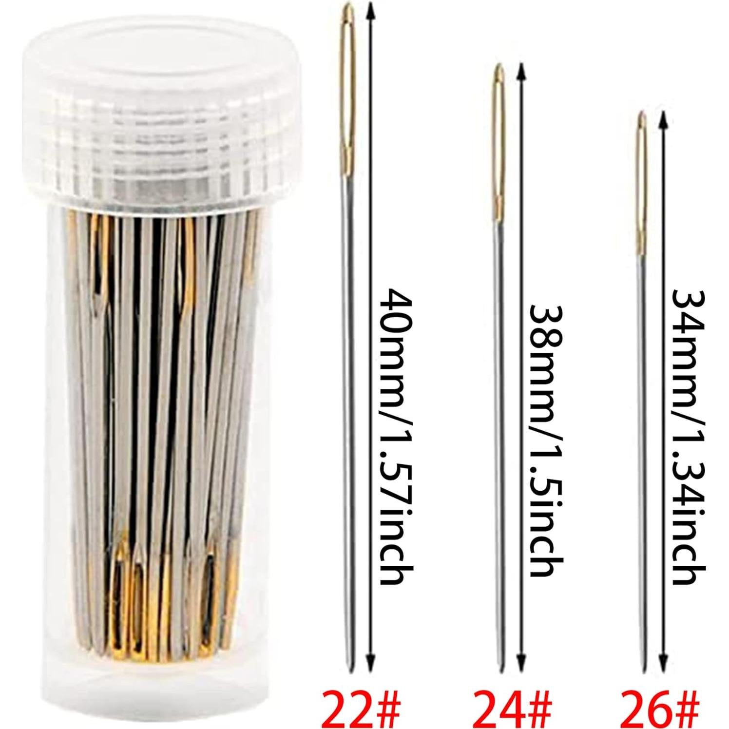 90 Agujas de Bordado JIGEGE + 2 Enhebradores Dorados 22# 24# 26#
