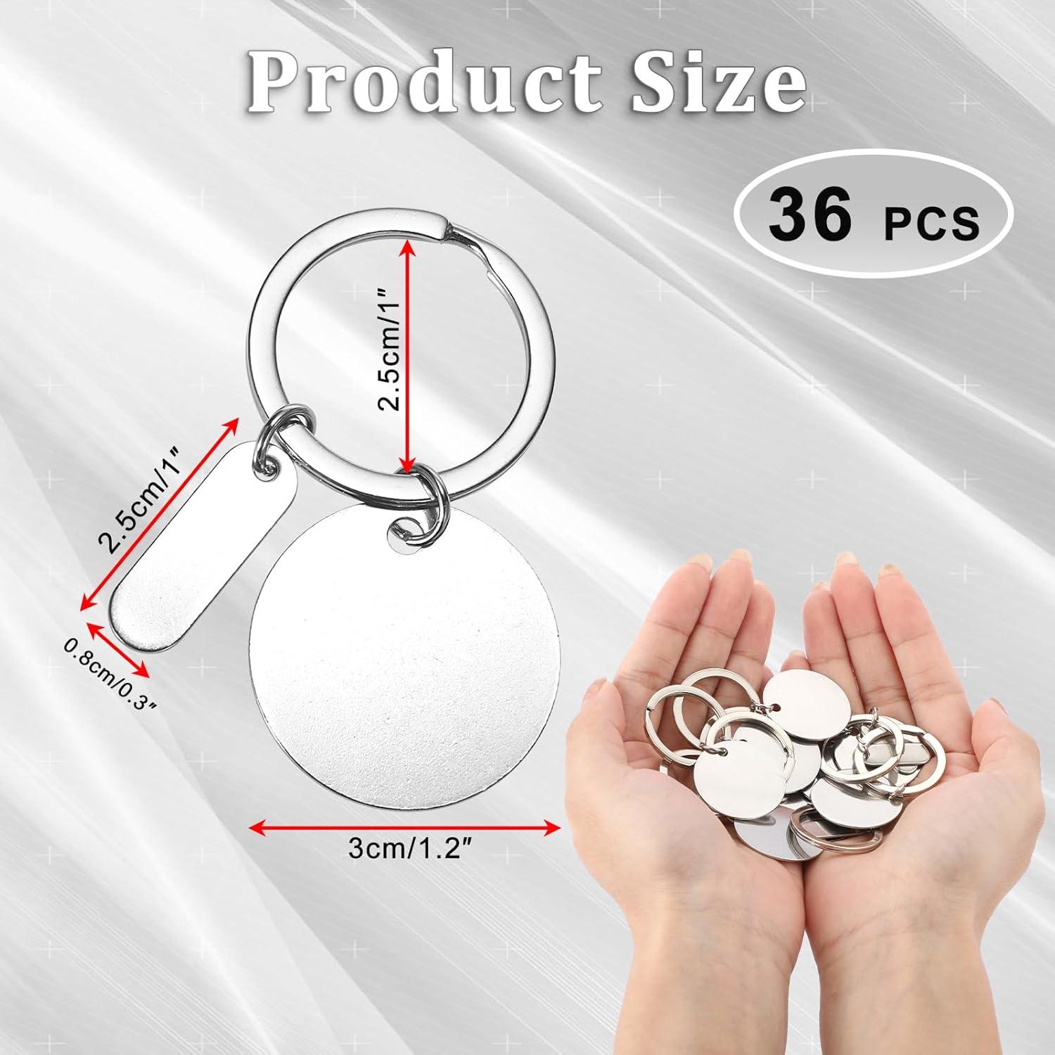 36 Llaveros de Acero Inoxidable OGANAZI 3 cm Redondos DIY