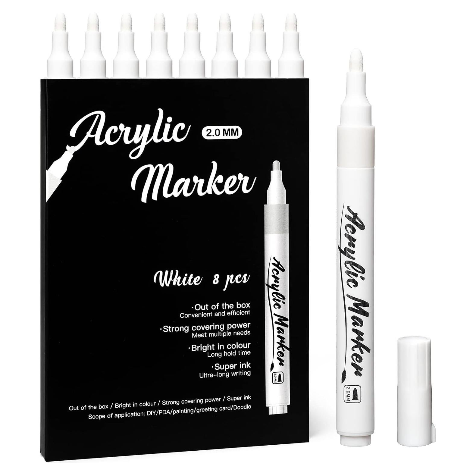 Marcadores Acrílicos Blancos Mzh Art - Paquete de 8 Unidades