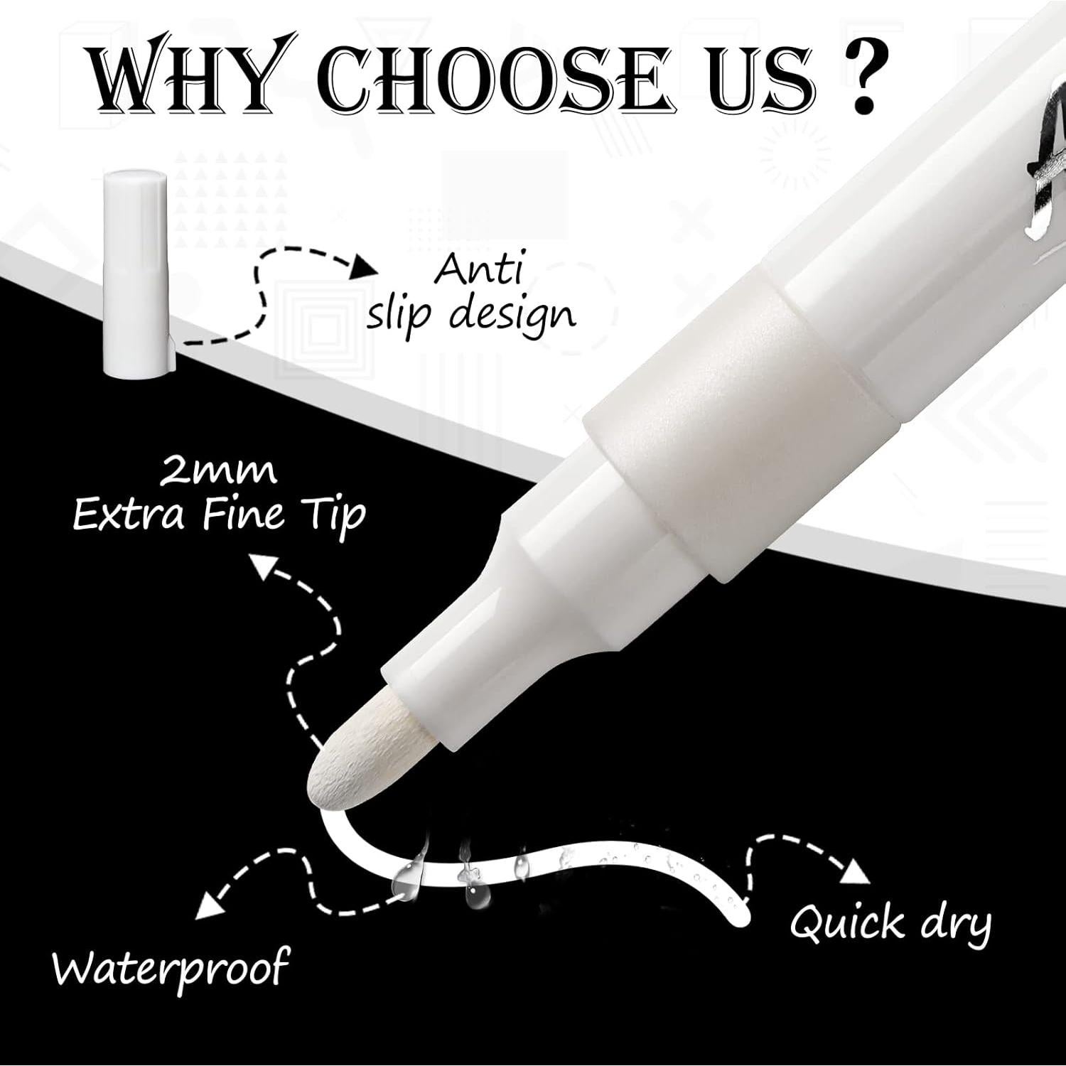 Marcadores Acrílicos Blancos Mzh Art - Paquete de 8 Unidades