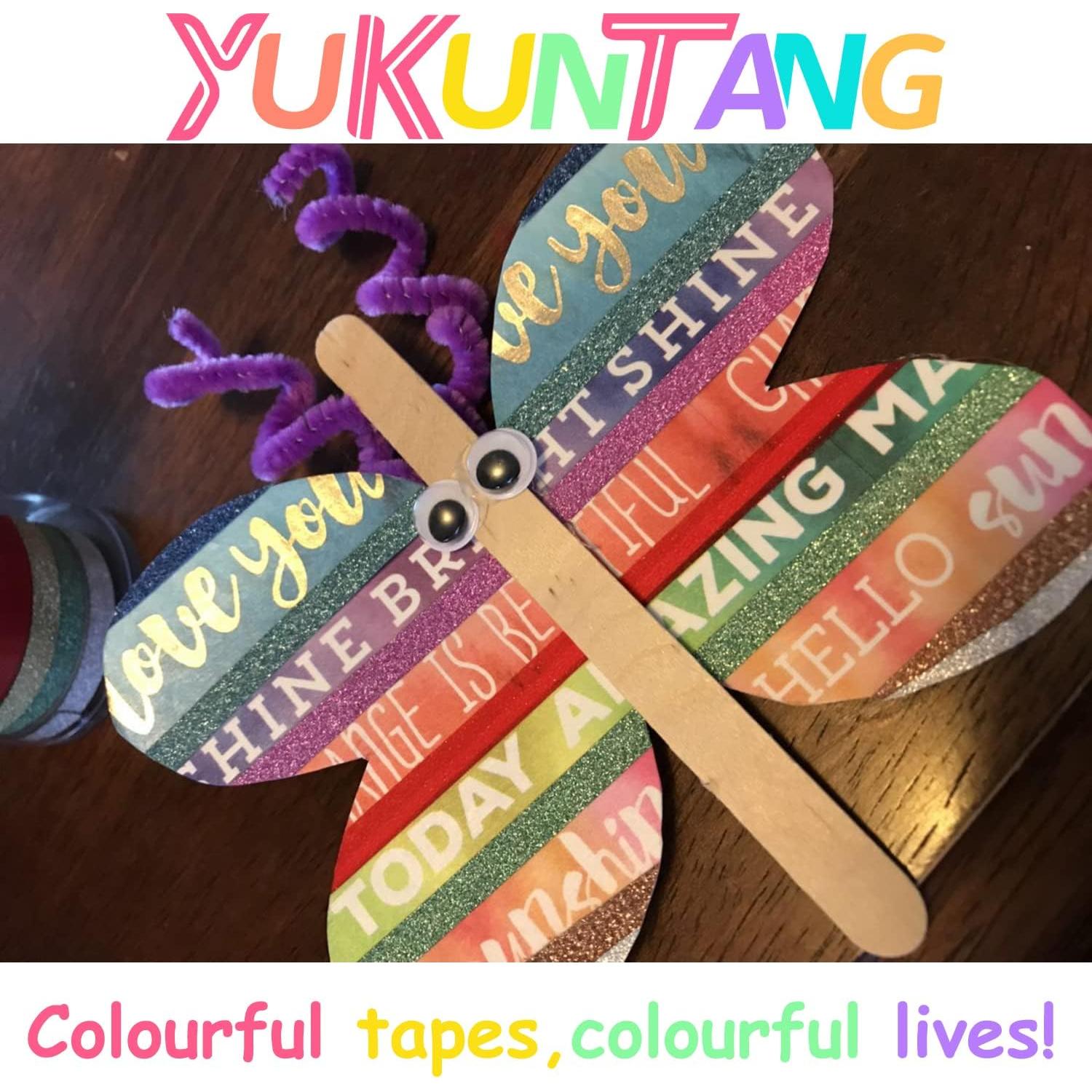 Conjunto de Cinta Washi Glitter YUKUNTANG, 24 Rollos, 3mm x 5m
