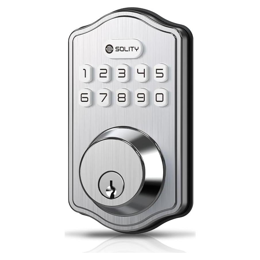 Cerradura Electrónica Solity AT1, Teclado, 100 Códigos, Niquel Satinado