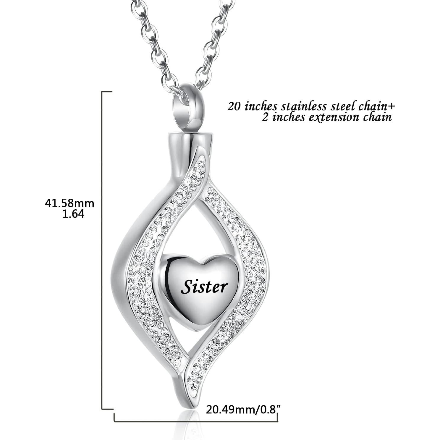 Collar de cremación en acero inoxidable YQSLIN lágrima cenizas