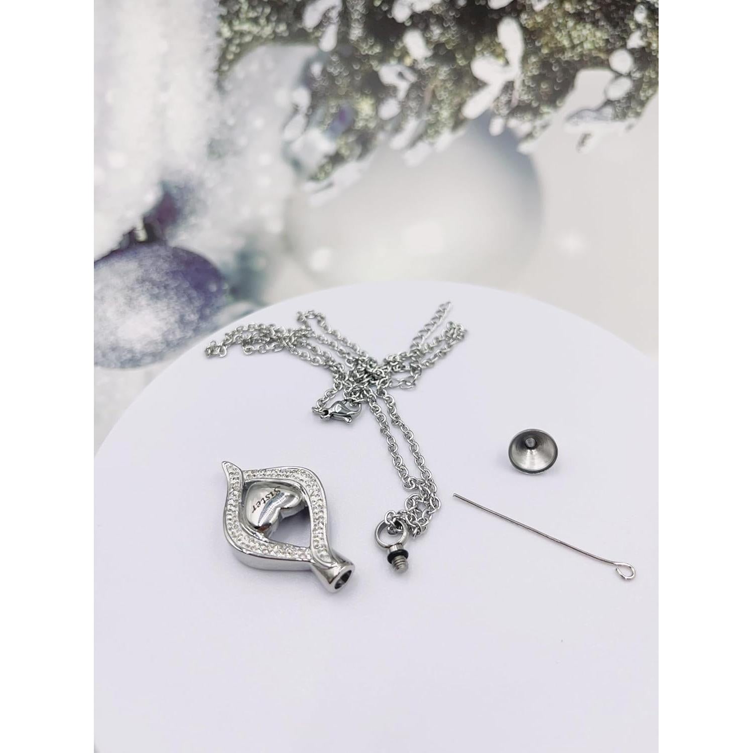 Collar de cremación en acero inoxidable YQSLIN lágrima cenizas