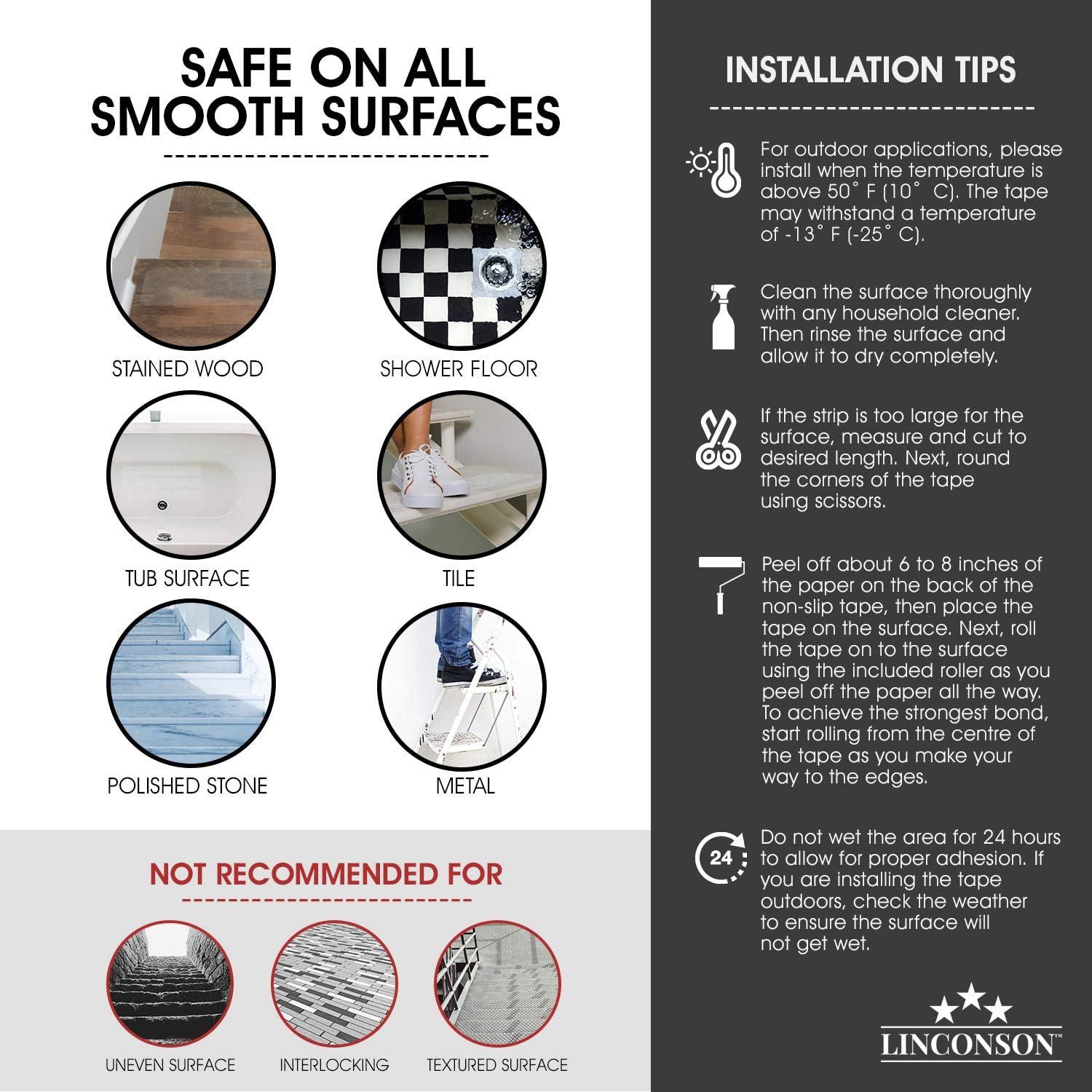 Cinta Antideslizante Linconson 10.16x61 cm - Paquete de 15 Tiras