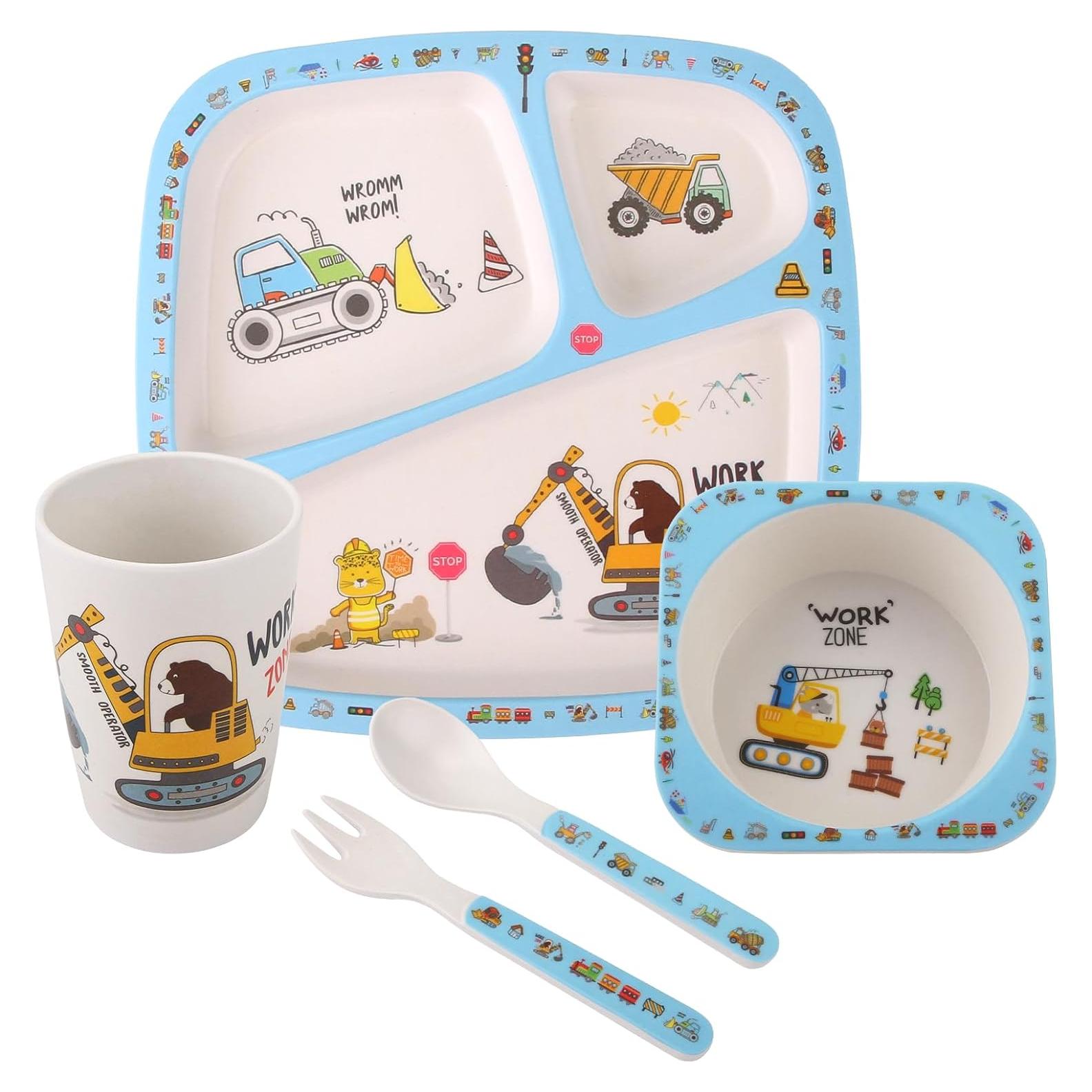 Juego de Vajilla para Niños 5 Piezas Nohlerlife Construcciones