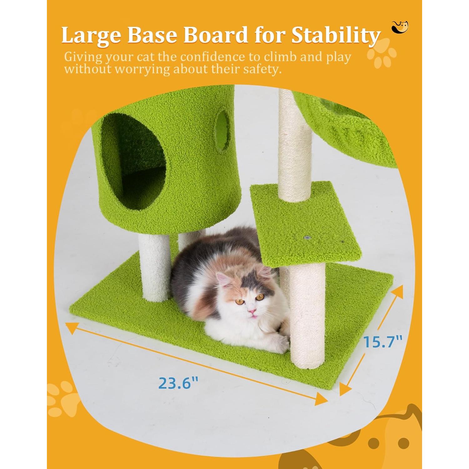 Árbol para Gatos Aechonow 104.6 cm con Hamaca y Cueva Verde