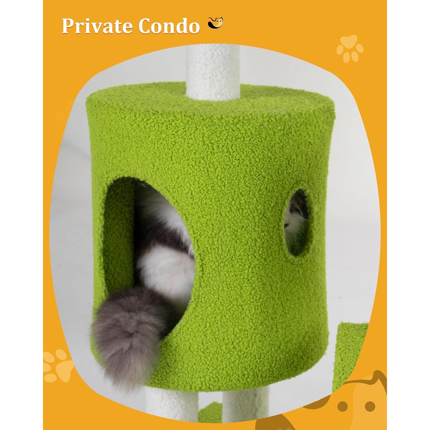 Árbol para Gatos Aechonow 104.6 cm con Hamaca y Cueva Verde